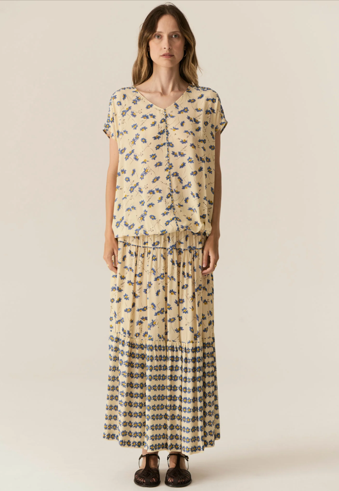 pol - lienne tiered skirt - lienne print