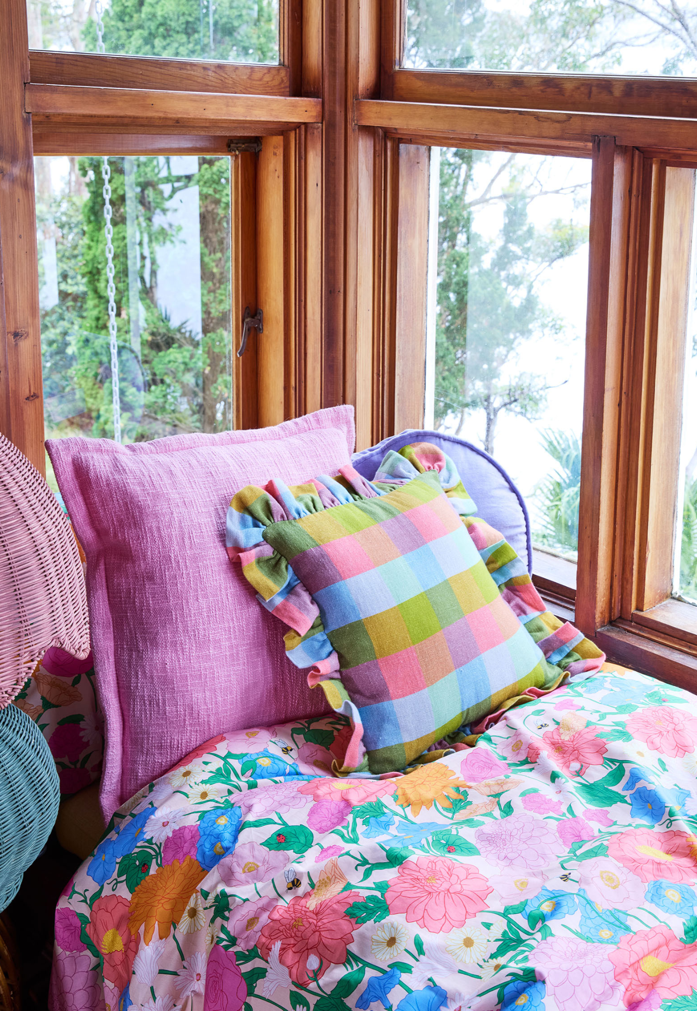 kip&co - florida tartan frill upholstery cushion
