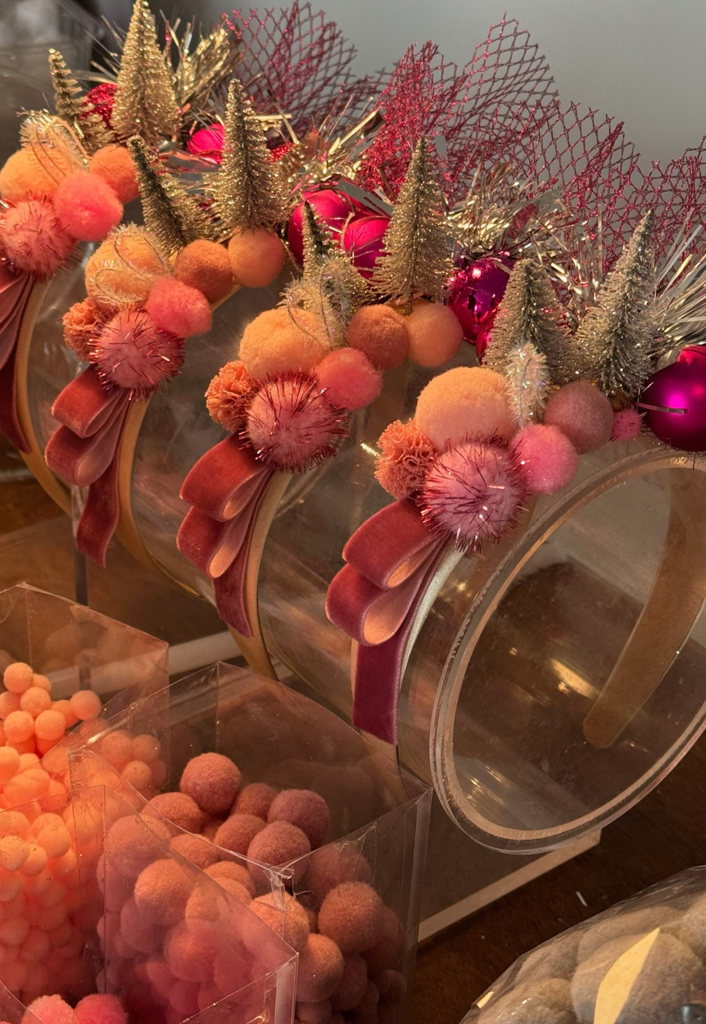 festive headpiece - joy to the world - pink