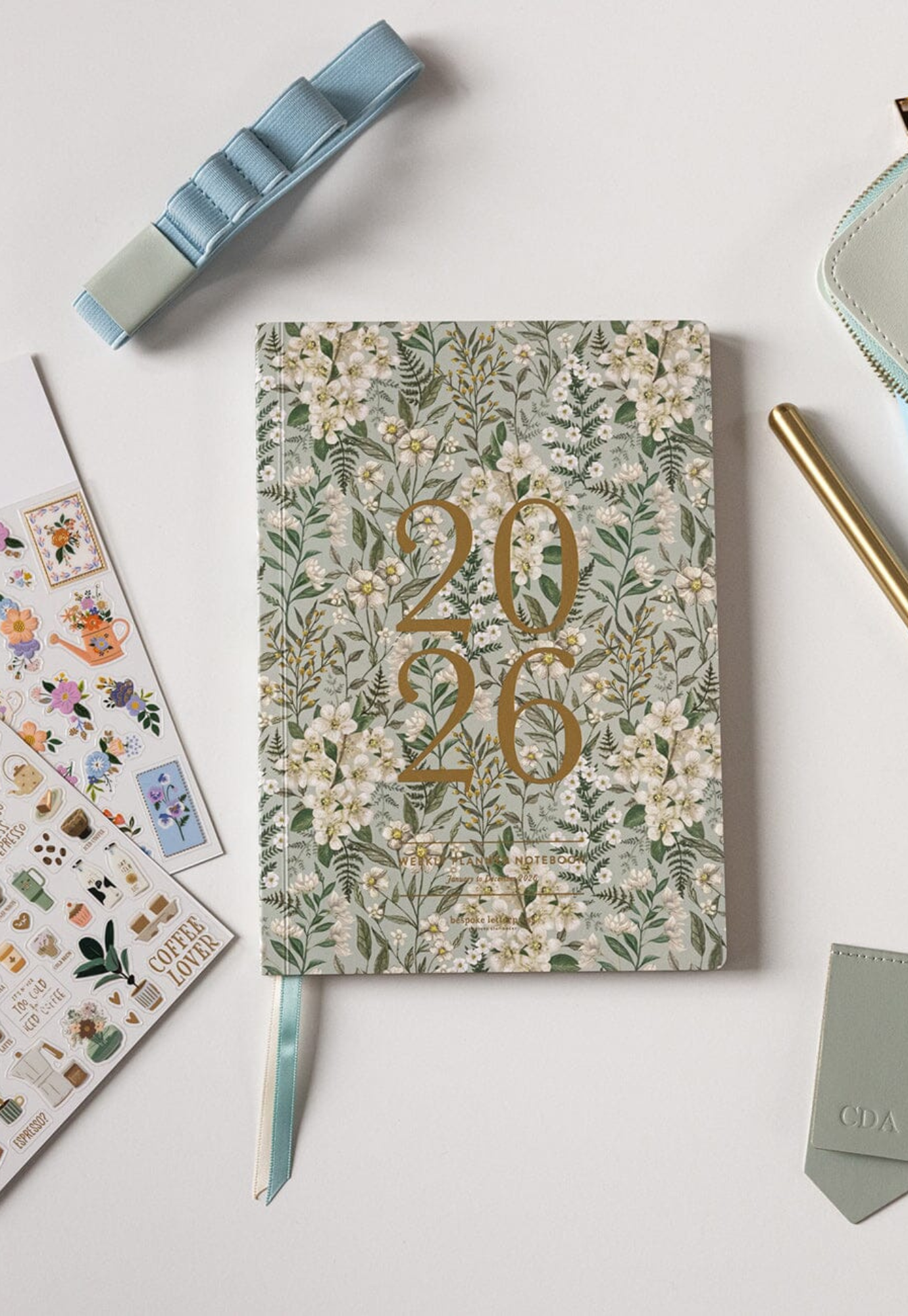 bespoke letterpress - 2026 planner notebook - ivory garden