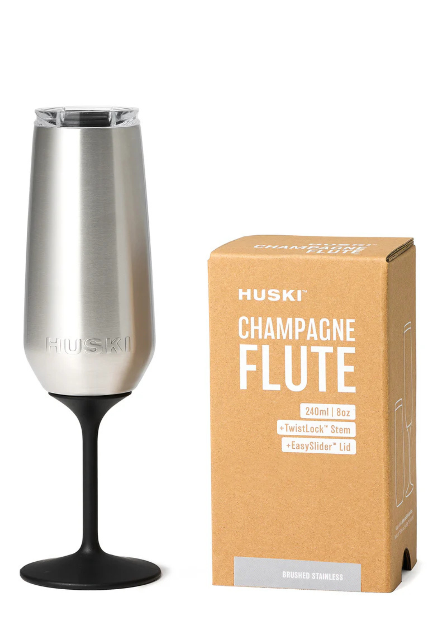huski - champagne flute - brushed stainless