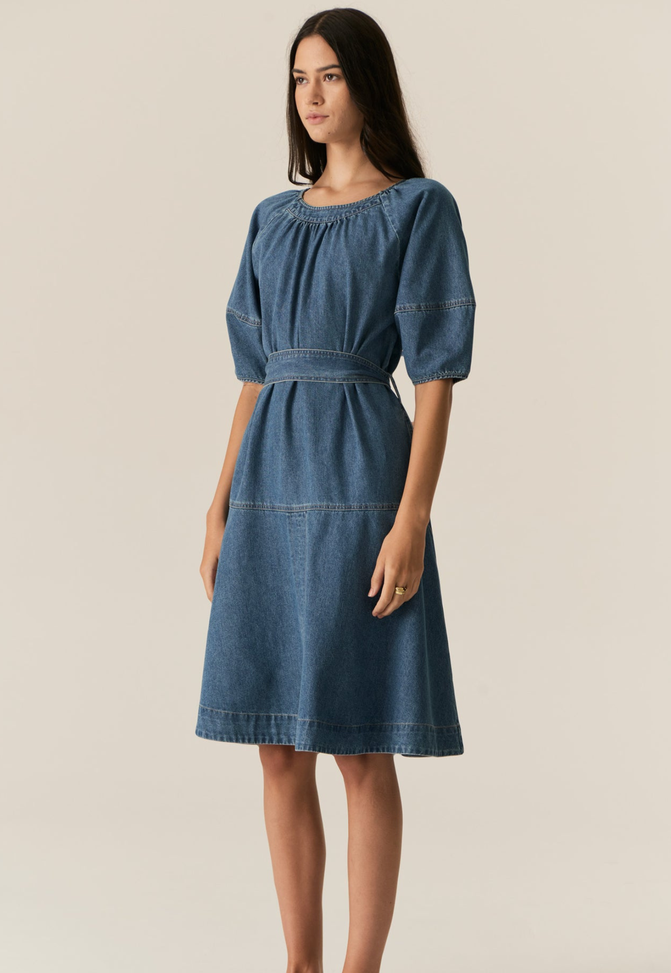 pol - carsen dress - light wash