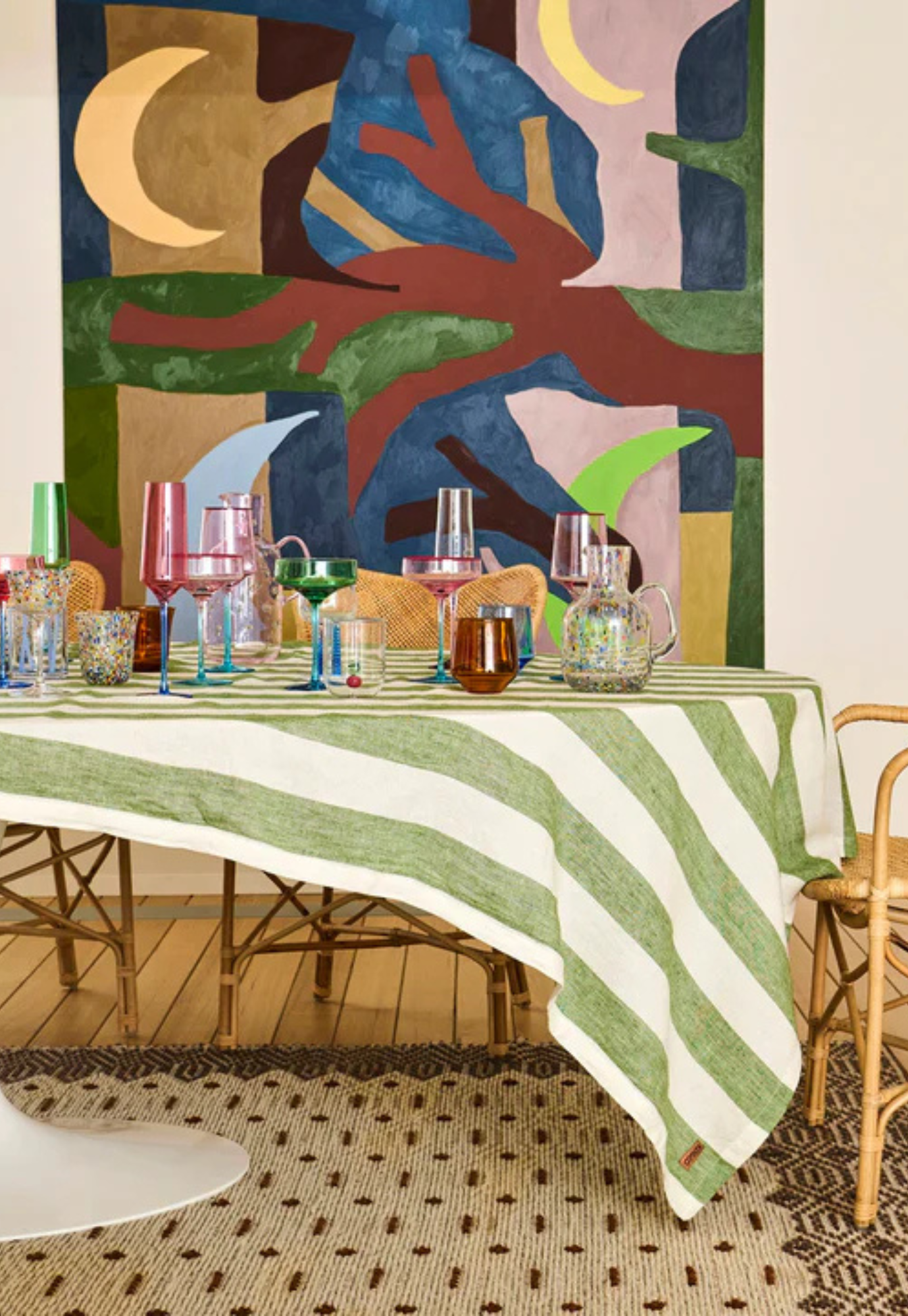 kip&co - moss stripe tablecloth