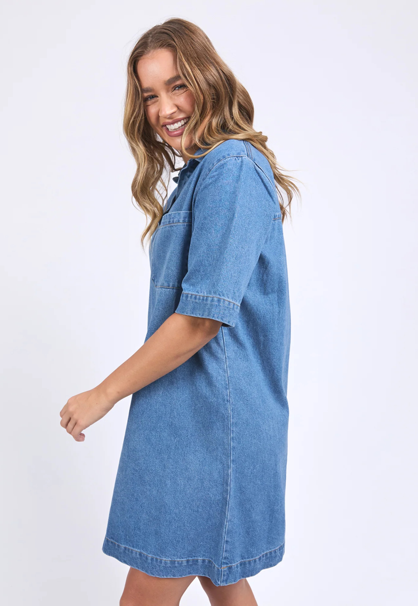 foxwood - monte shirt dress - mid blue