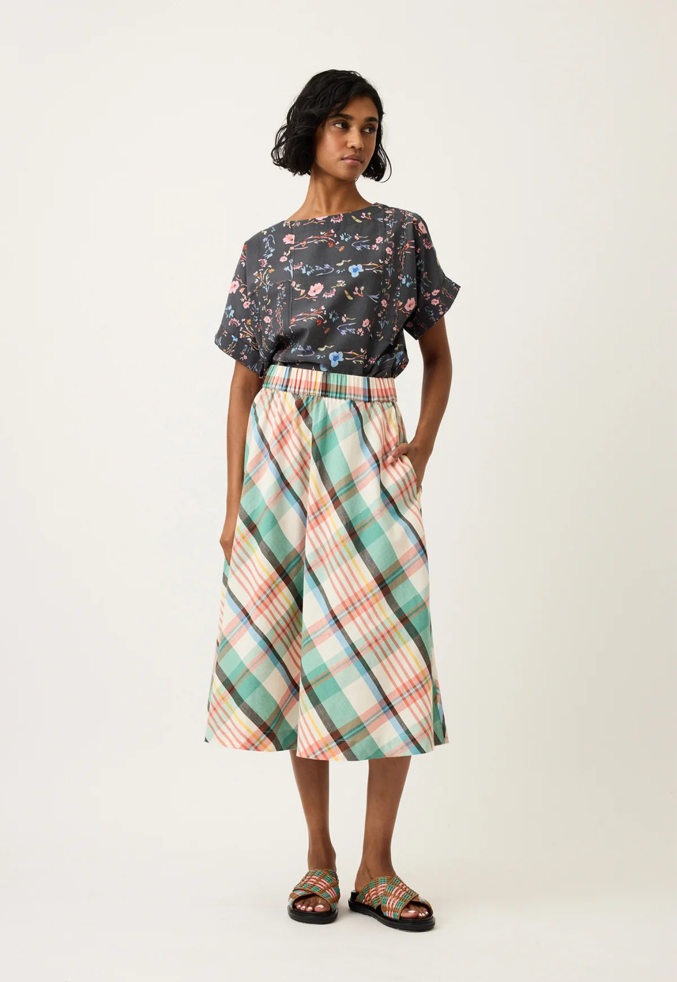 nancybird - wave skirt - summer check