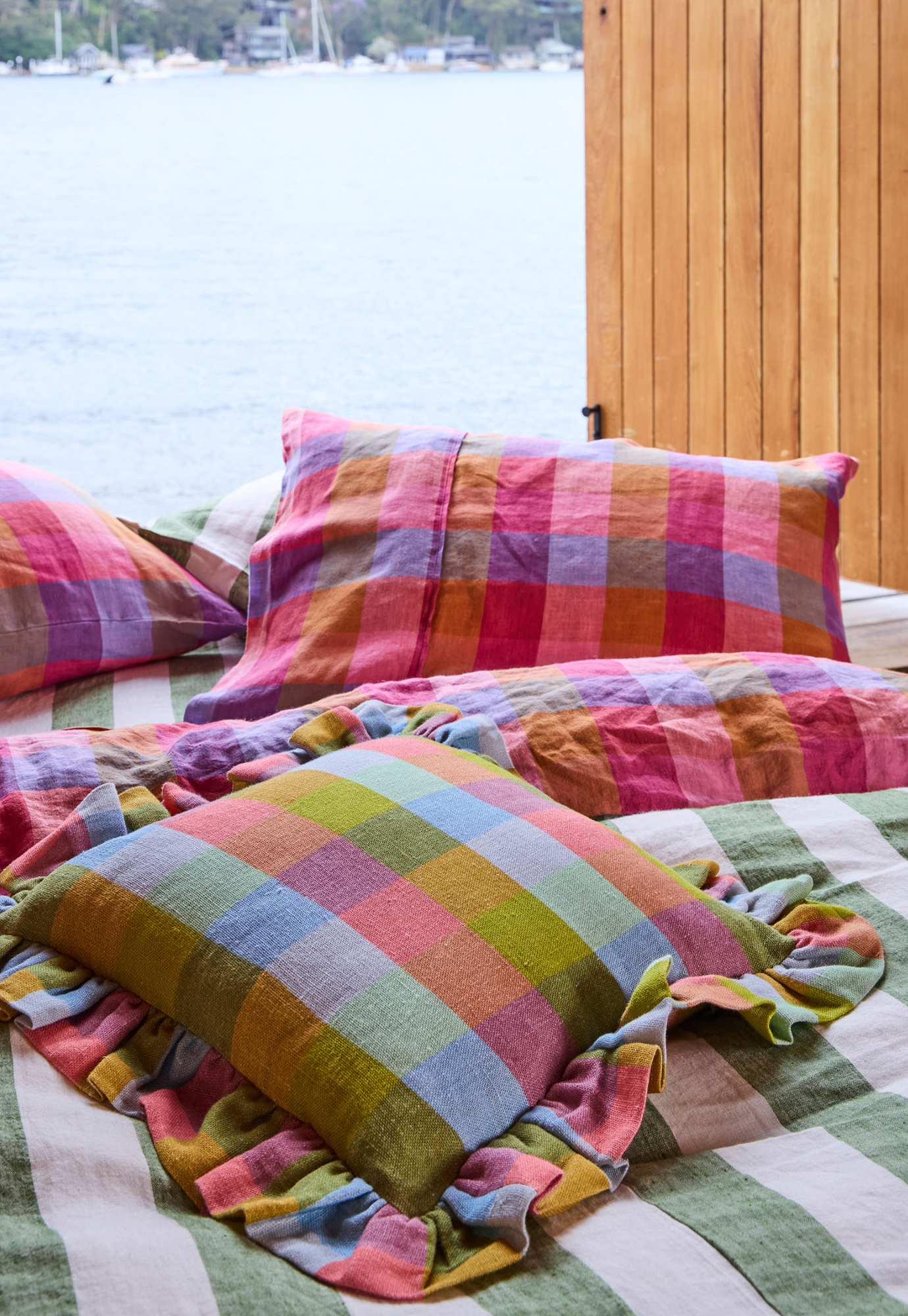 kip&co - florida tartan frill upholstery cushion