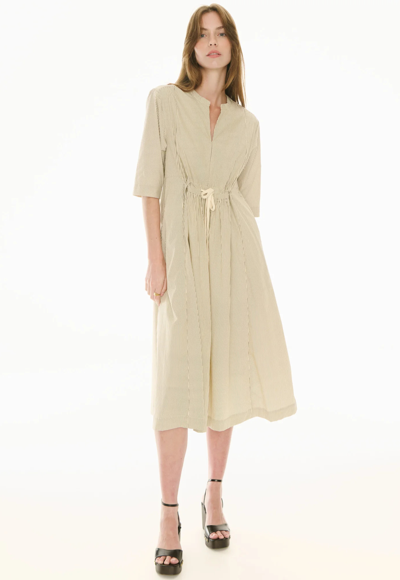 pol - fable shirt dress - ivory/ink