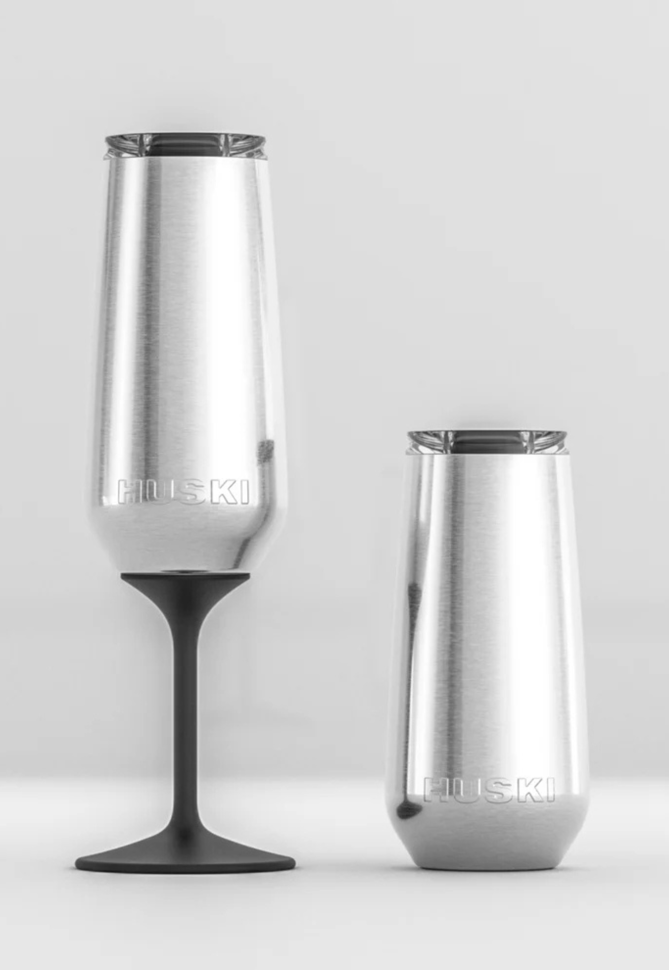 huski - champagne flute - brushed stainless