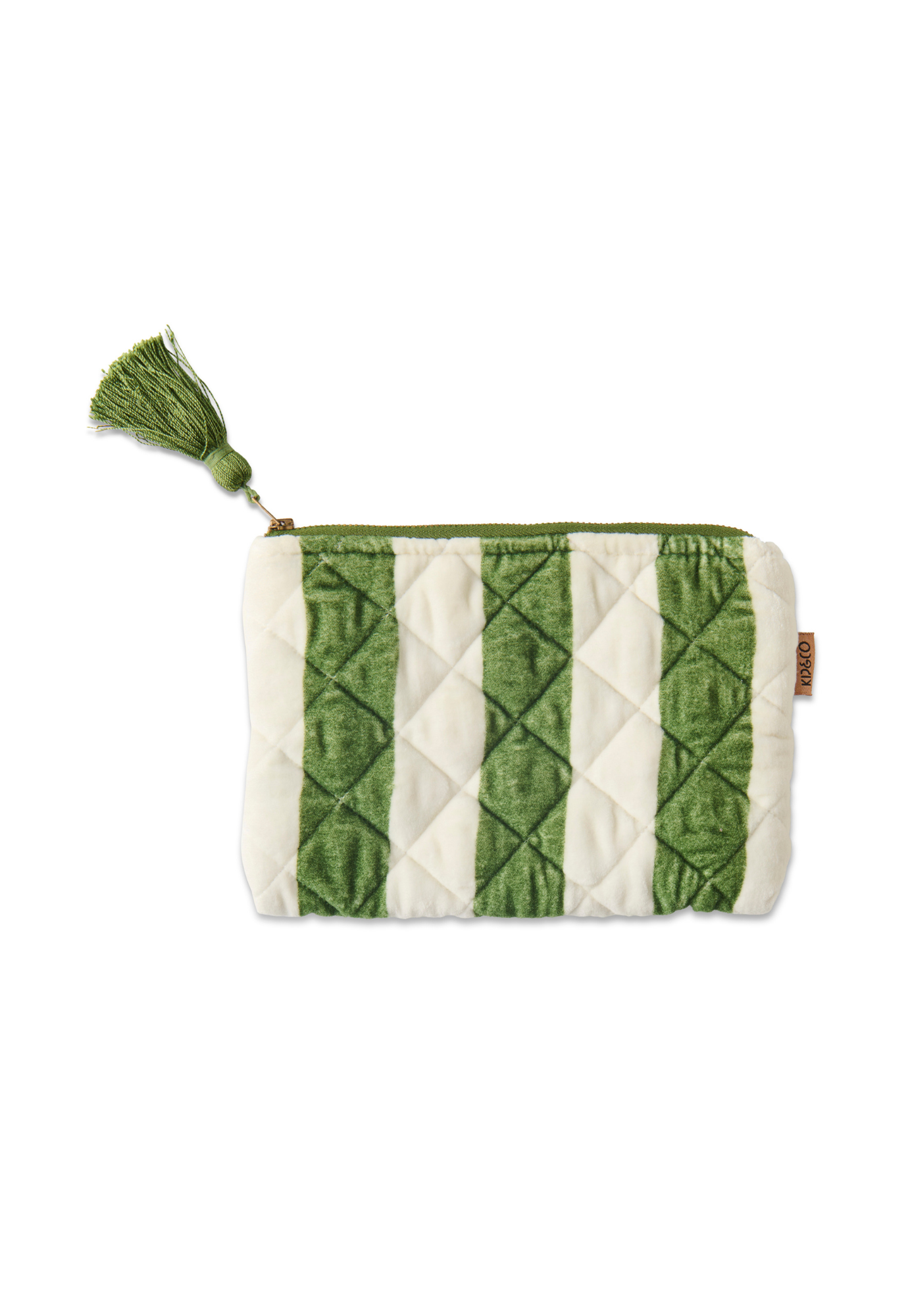 kip&co - moss stripe velvet cosmetics purse