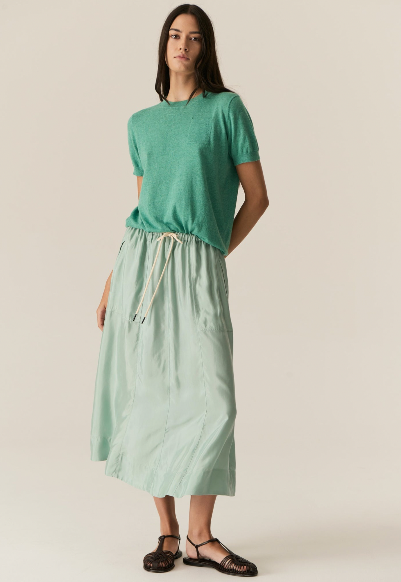 pol - henri tie skirt - green