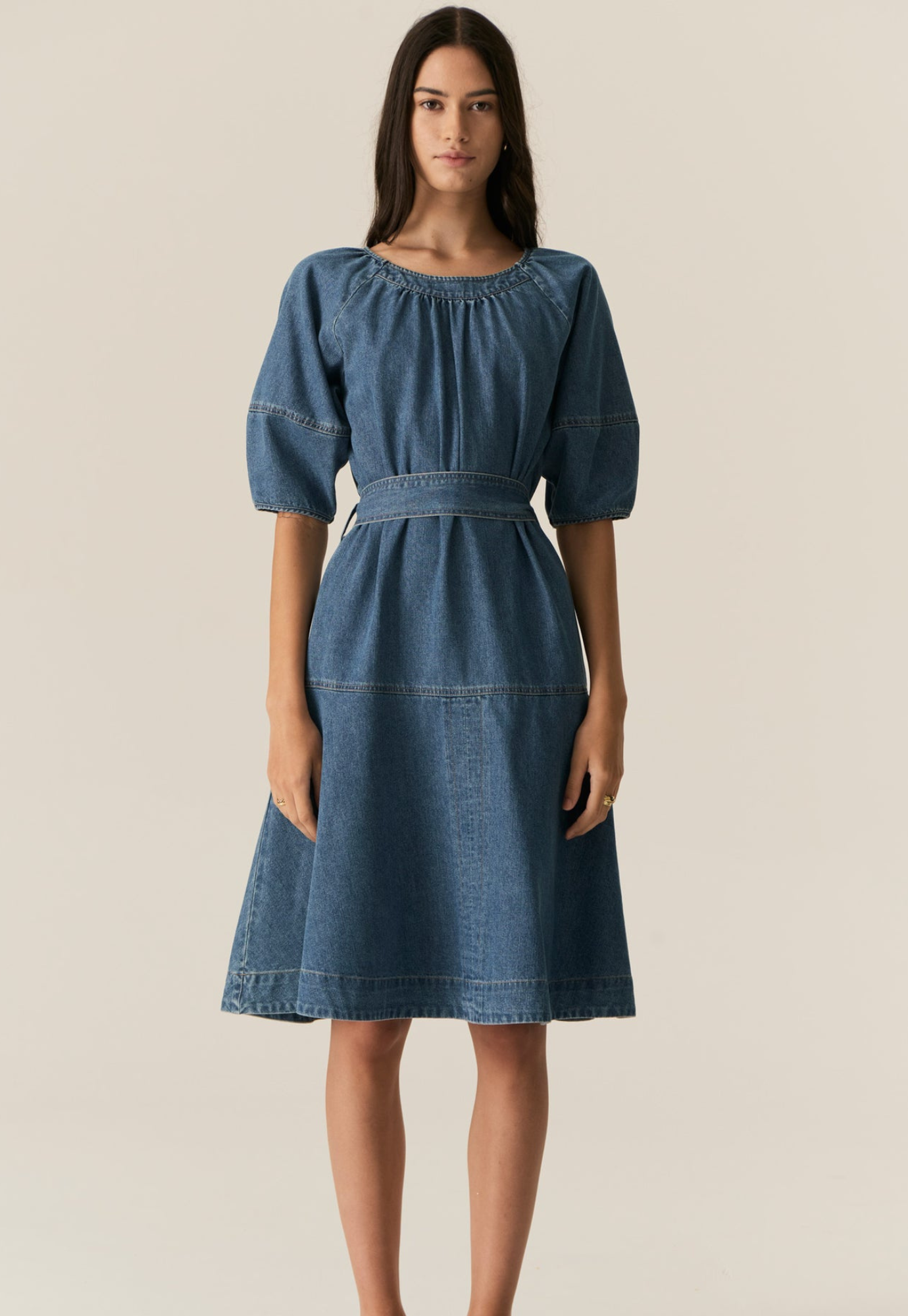 pol - carsen dress - light wash