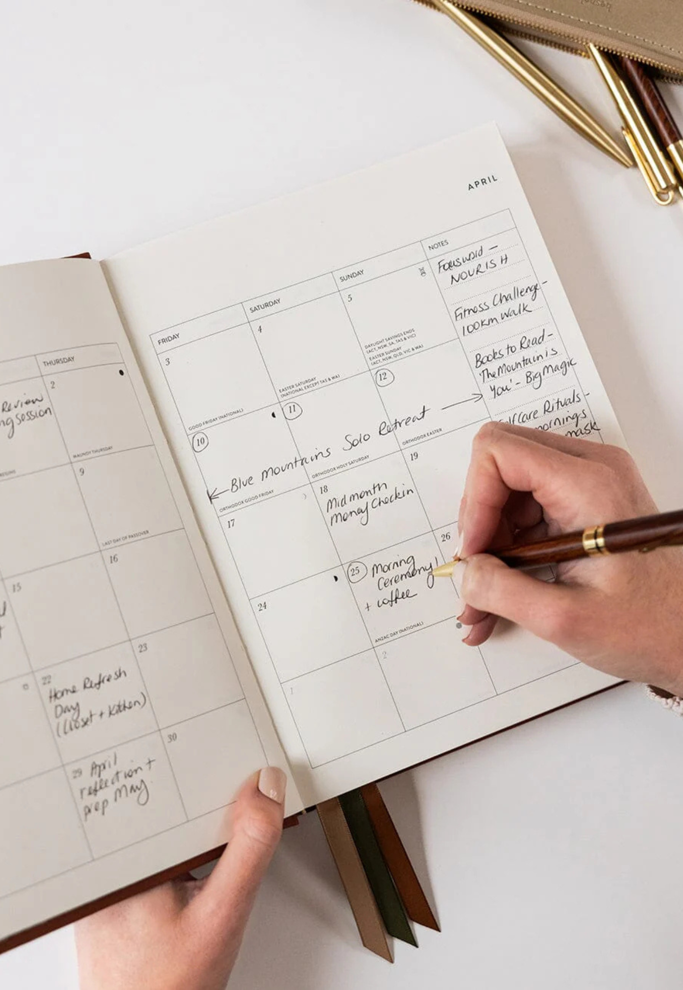 bespoke letterpress - 2026 day-to-a-page linen bound planner - bronze