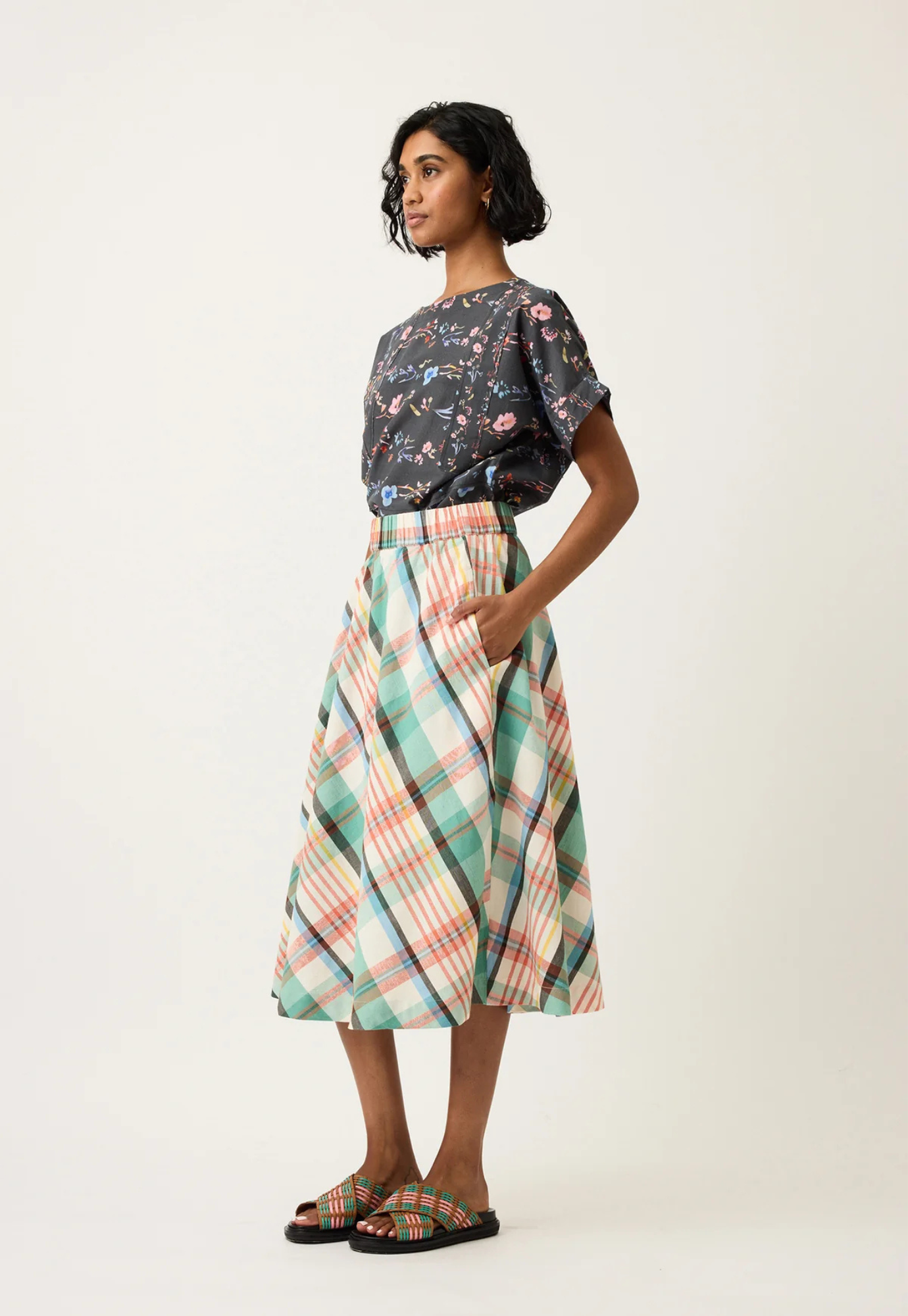 nancybird - wave skirt - summer check