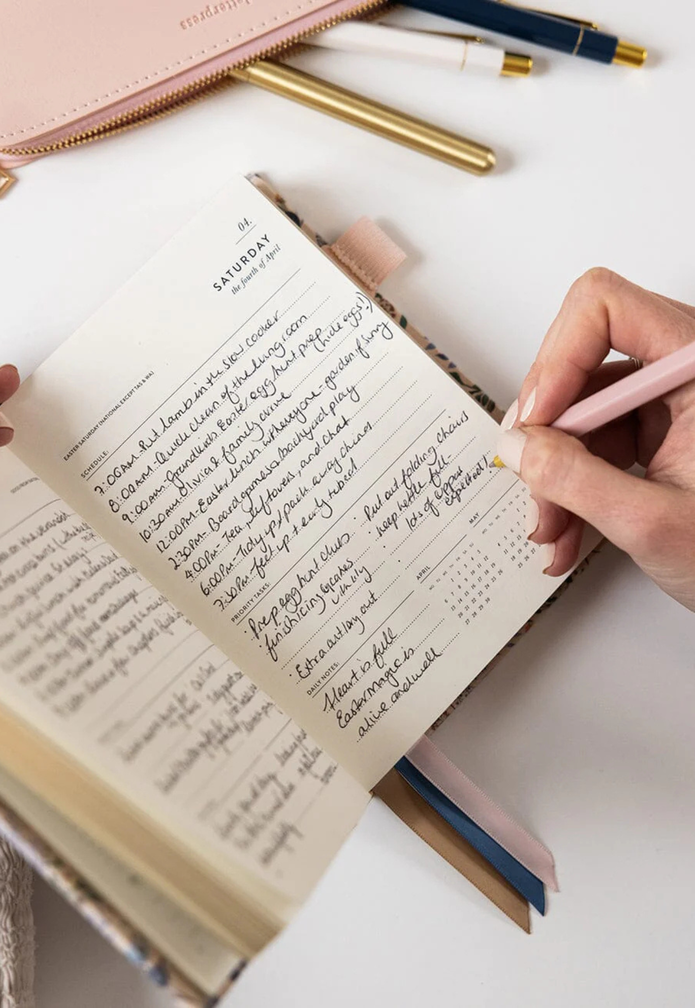 bespoke letterpress - 2026 day-to-a-page linen bound planner - bluebuds