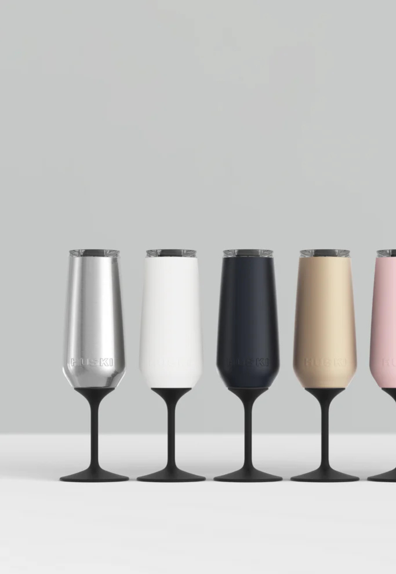 huski - champagne flute - brushed stainless