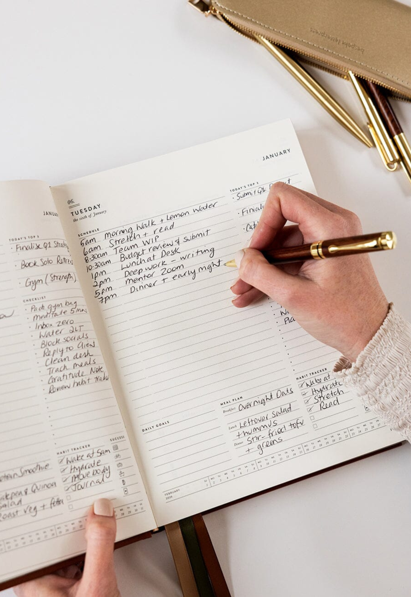 bespoke letterpress - 2026 day-to-a-page linen bound planner - bronze