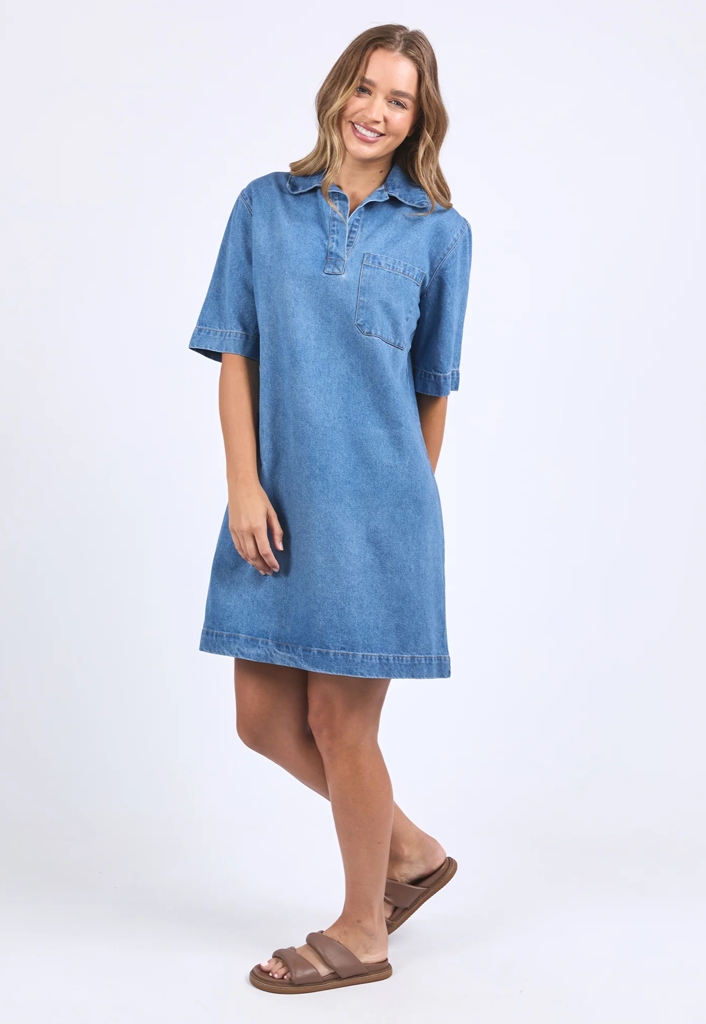 foxwood - monte shirt dress - mid blue