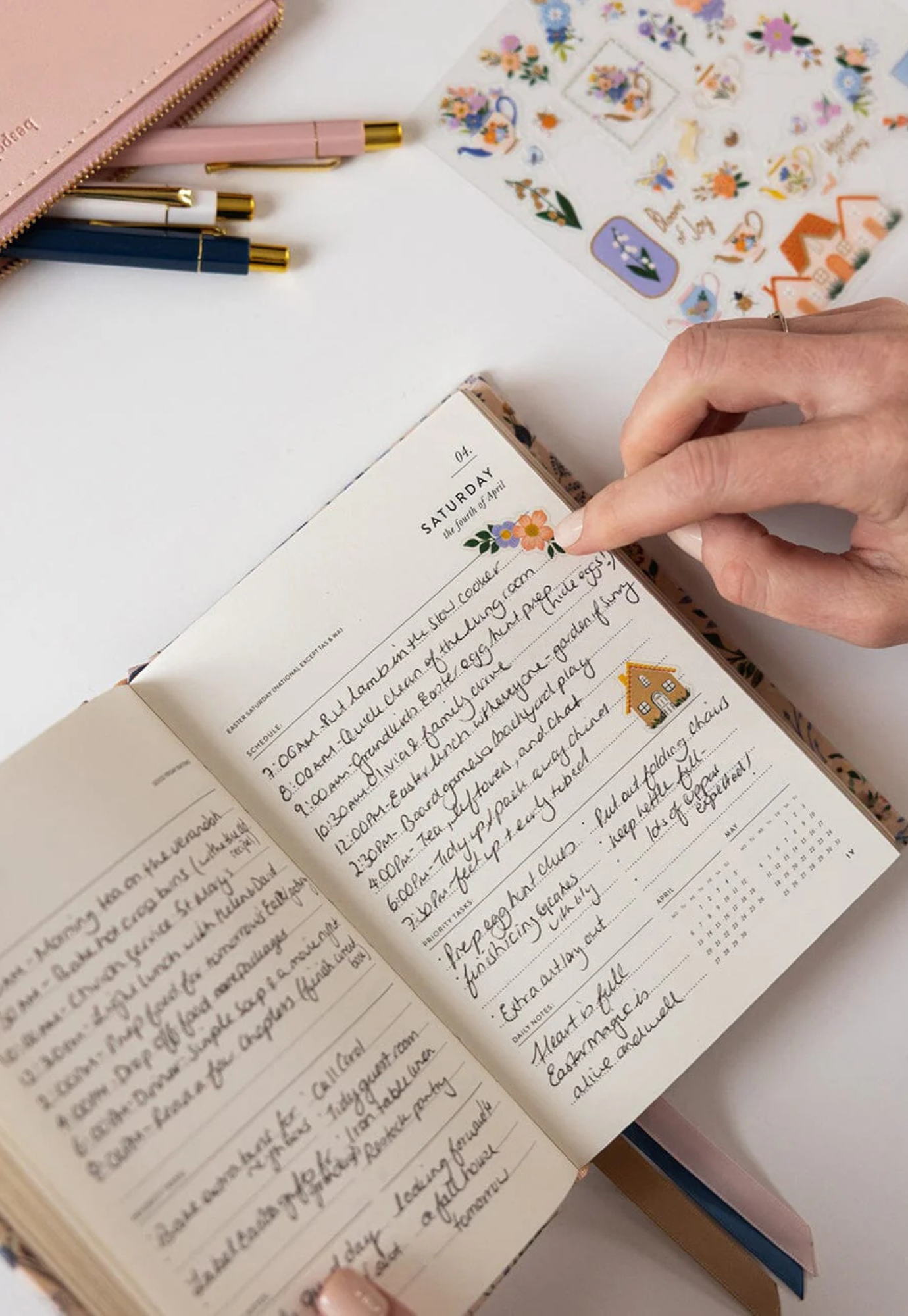 bespoke letterpress - 2026 day-to-a-page linen bound planner - bluebuds