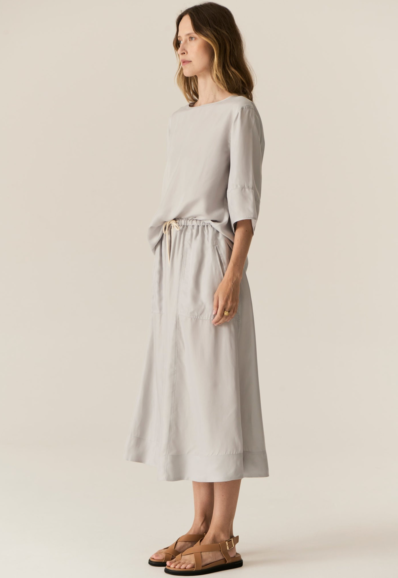 pol - henri tie skirt - silver