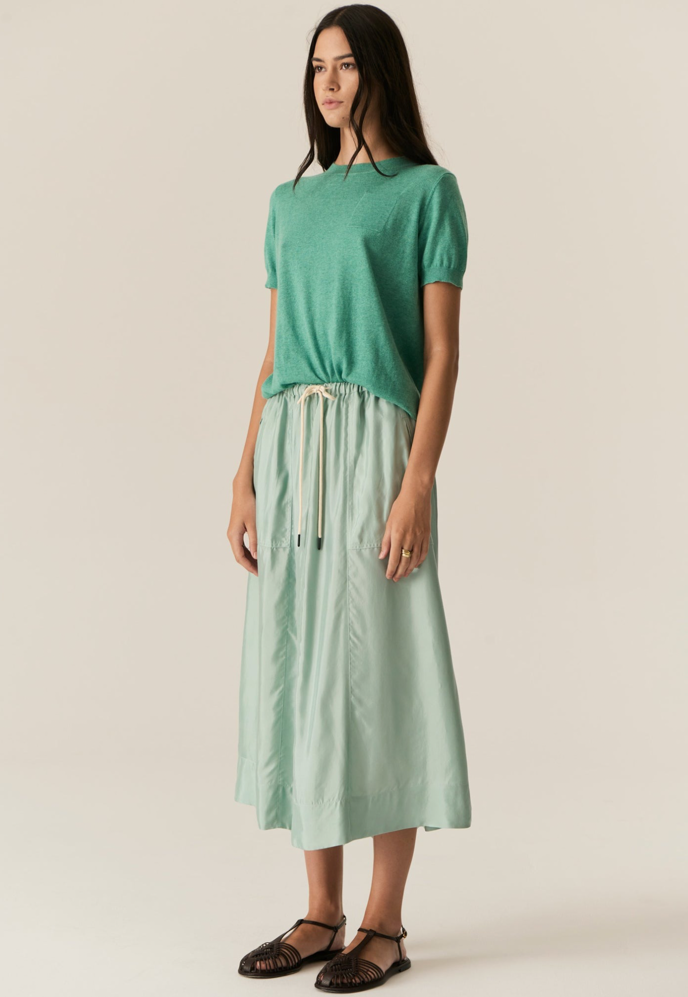 pol - henri tie skirt - green
