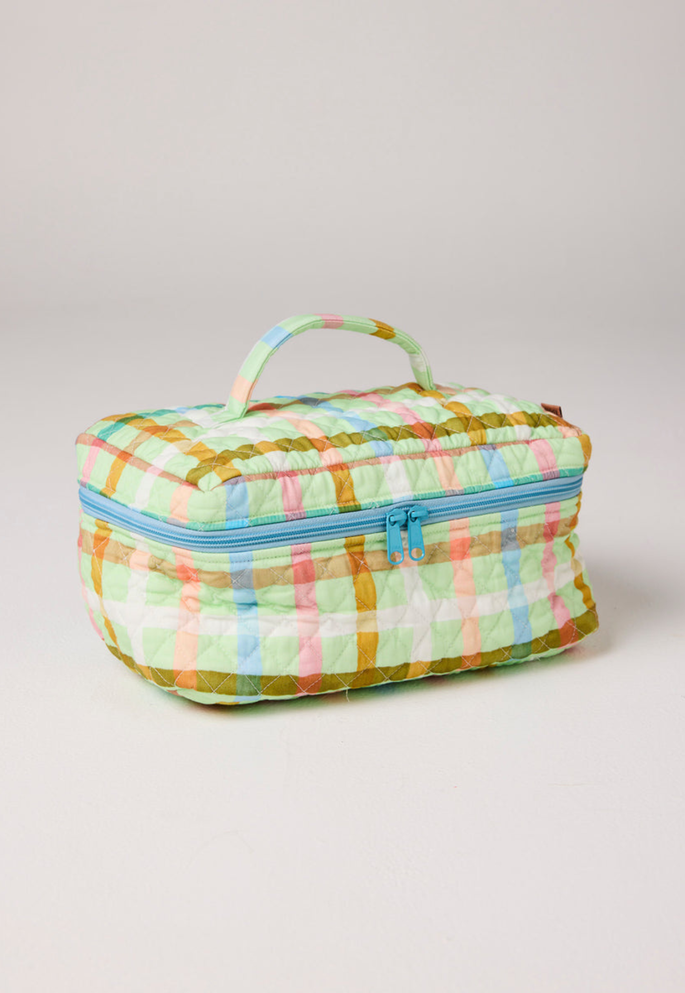kip&co - candy check mint quilted cotton toiletry case