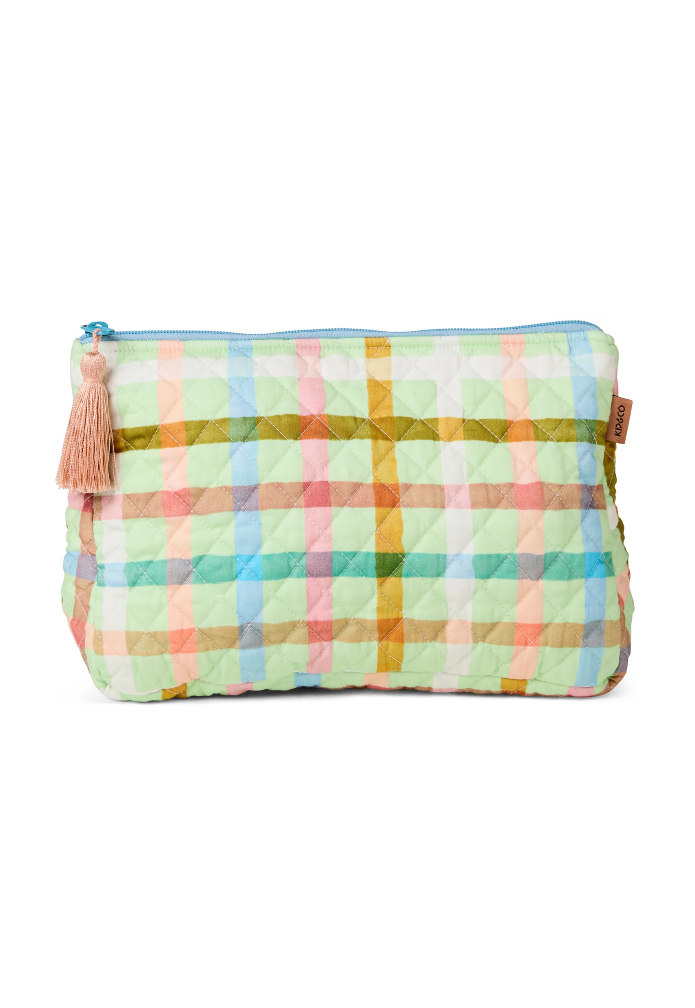 kip&co - candy check mint quilted cotton toiletry purse
