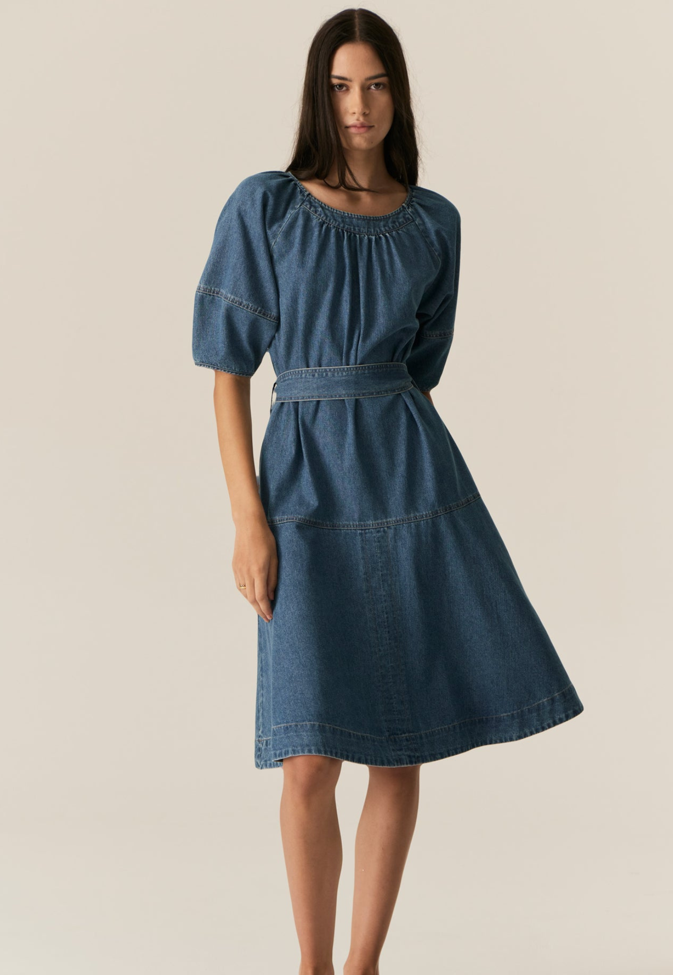 pol - carsen dress - light wash