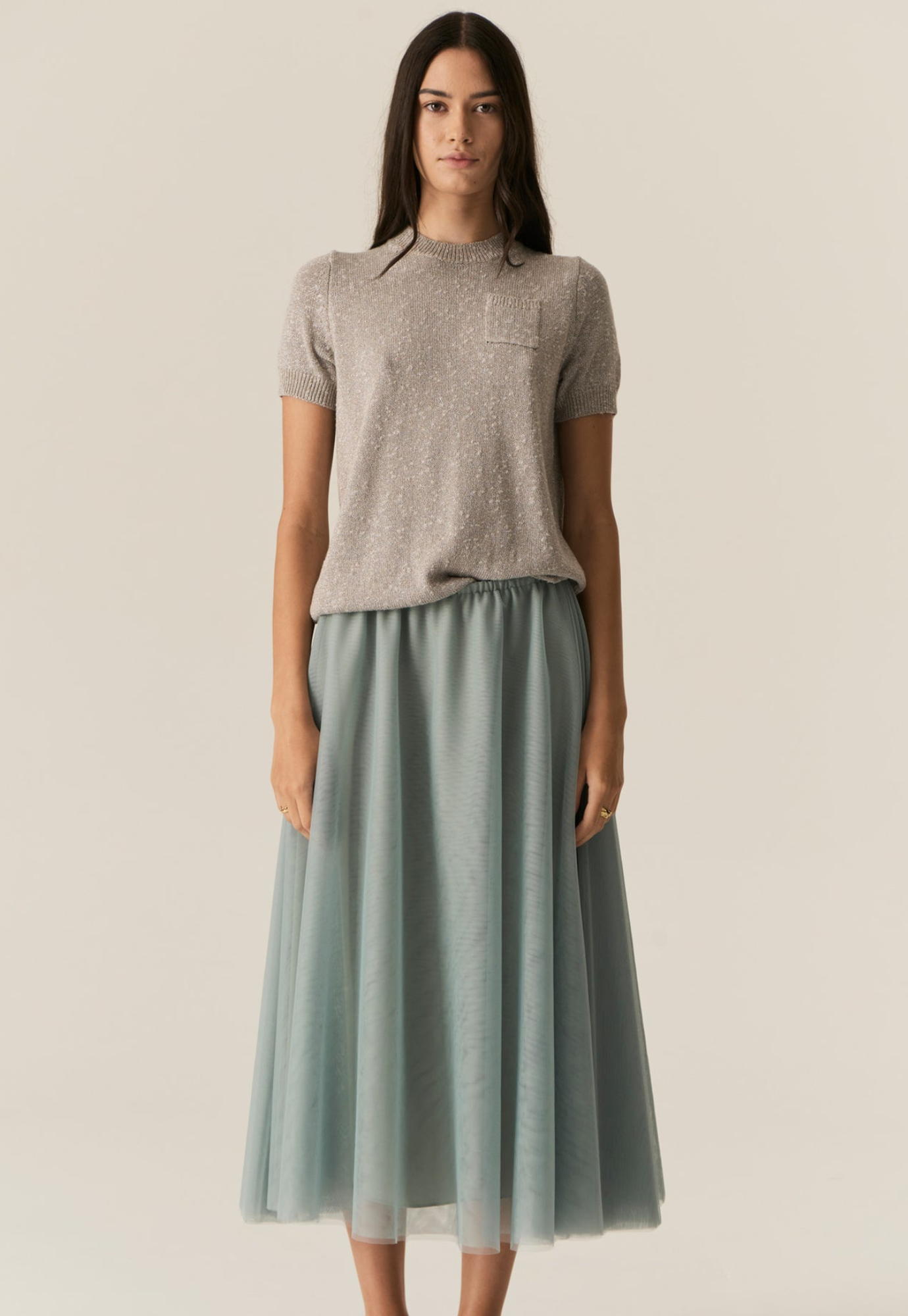 pol - pax lurex tee - stone