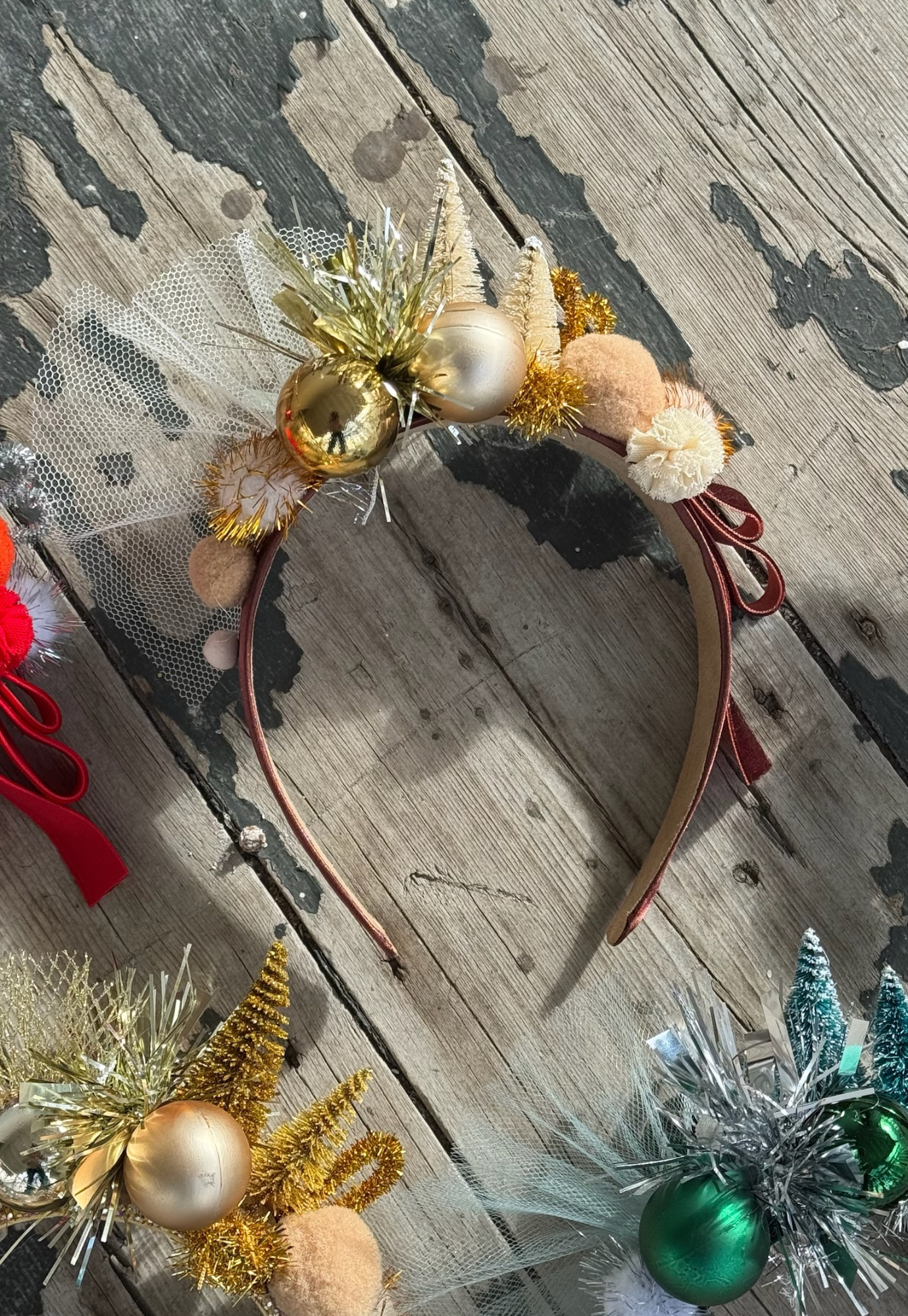 festive headpiece - chestnuts roasting - brown