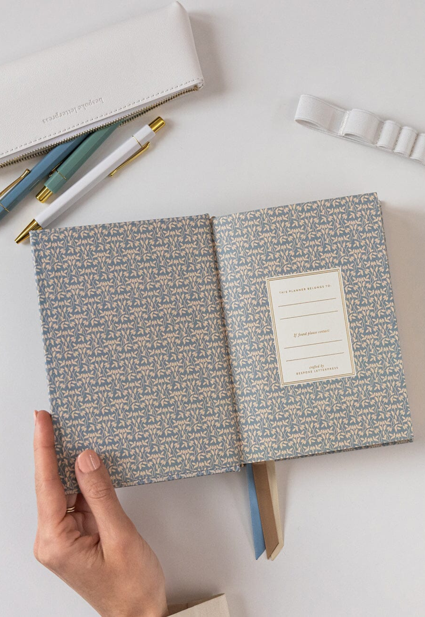 bespoke letterpress - 2026 day-to-a-page linen bound planner - frost bramble