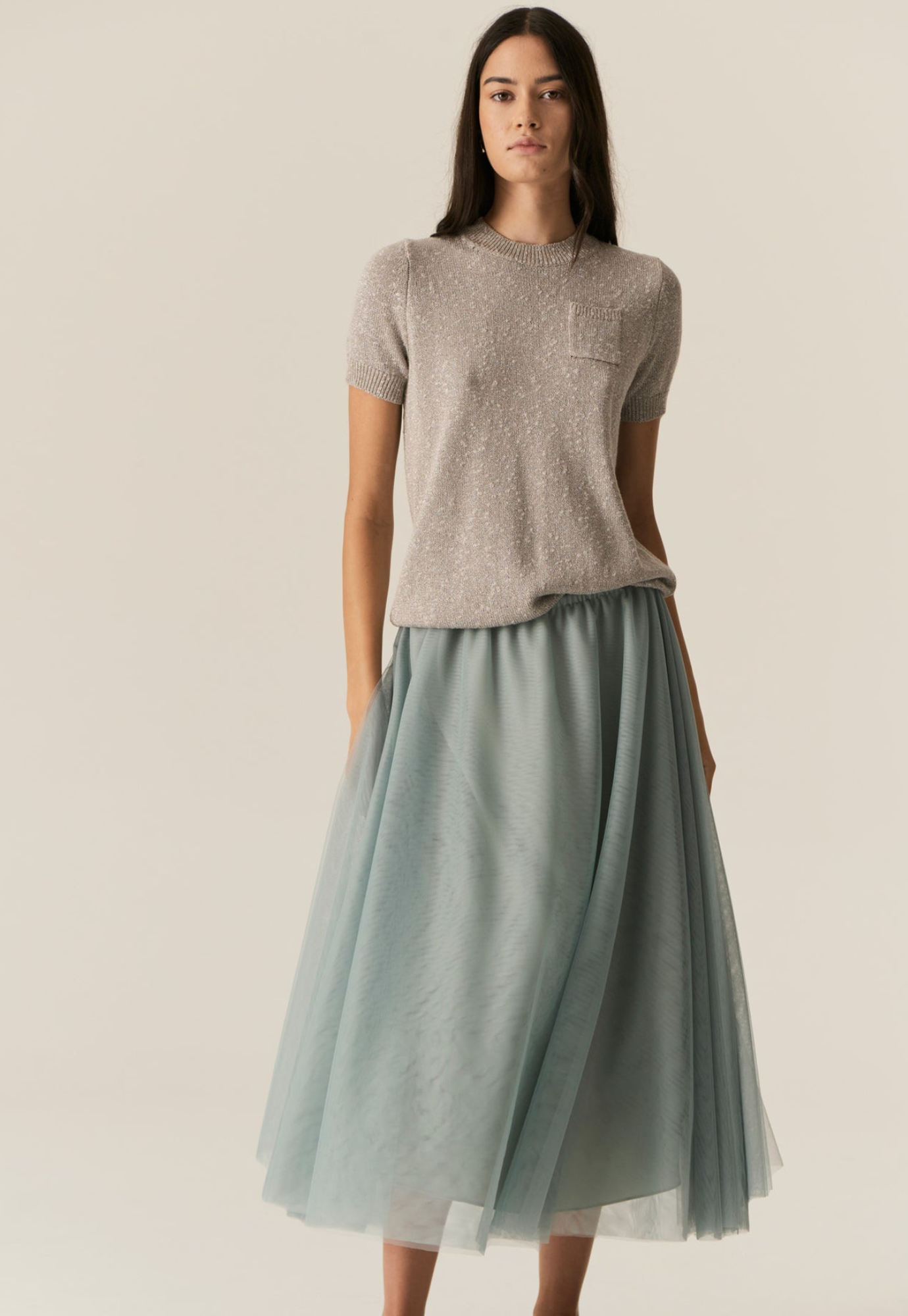 pol - pax lurex tee - stone