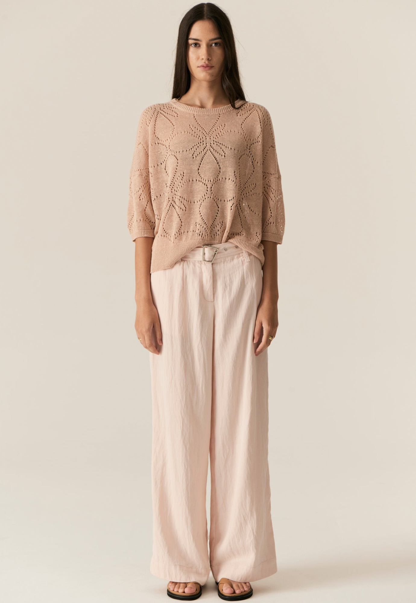 pol - milton pointelle tee - pink