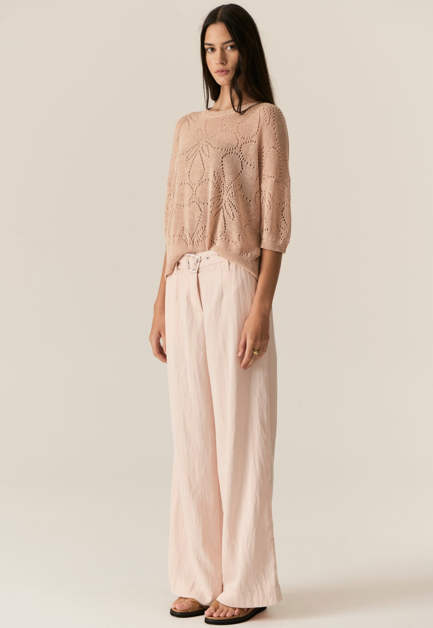 pol - milton pointelle tee - pink