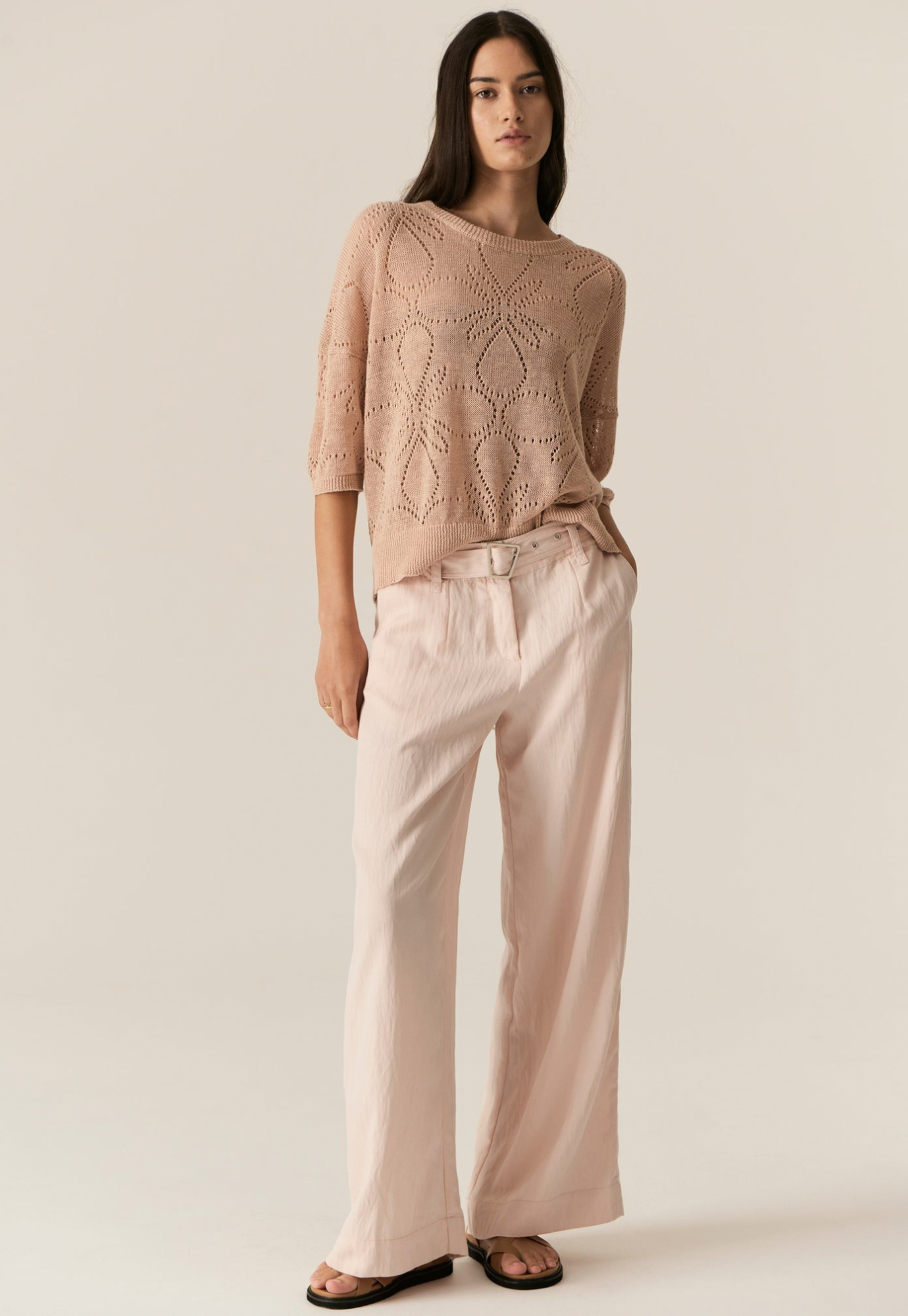 pol - milton pointelle tee - pink