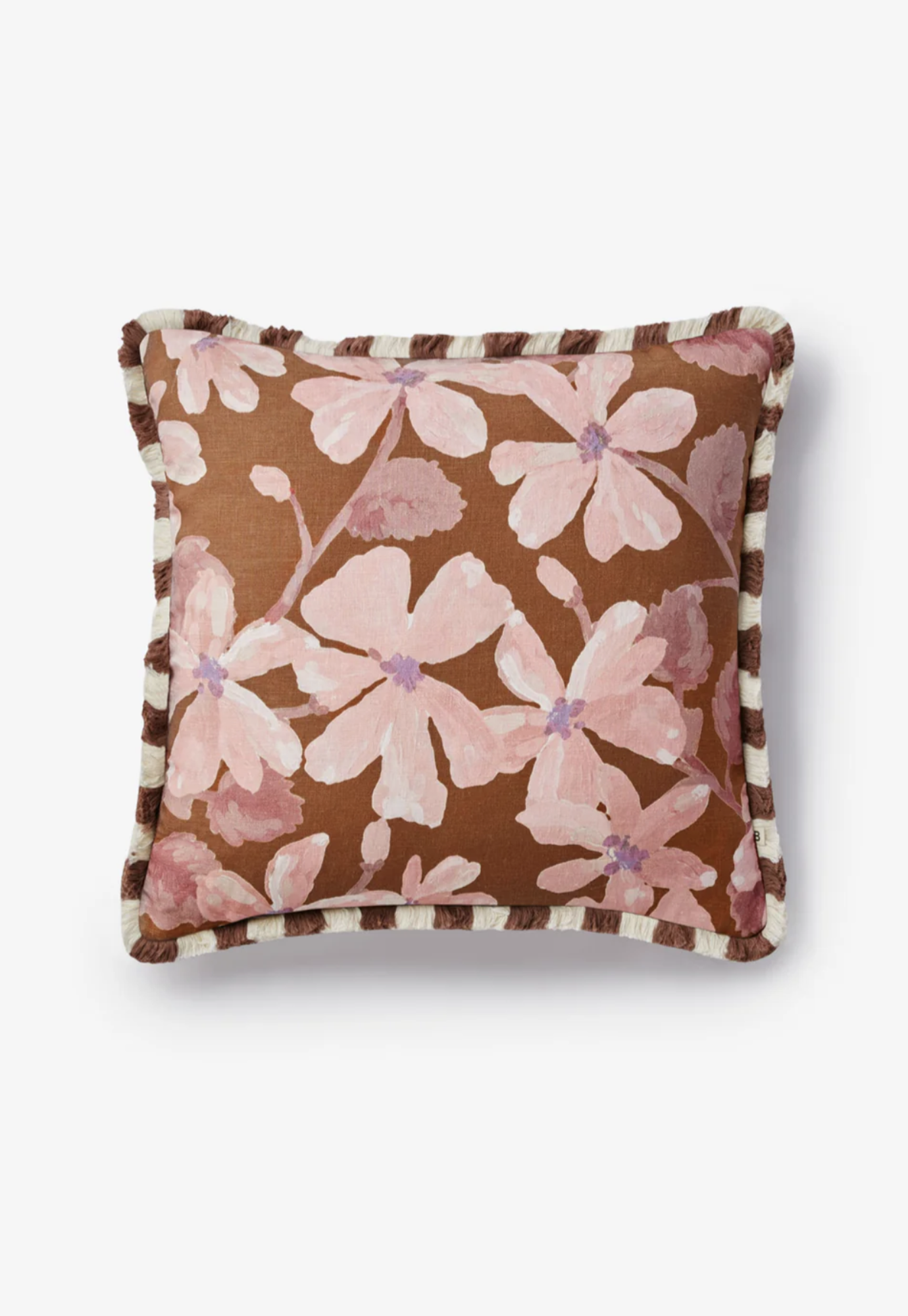 bonnie and neil - violet tan linen cushion