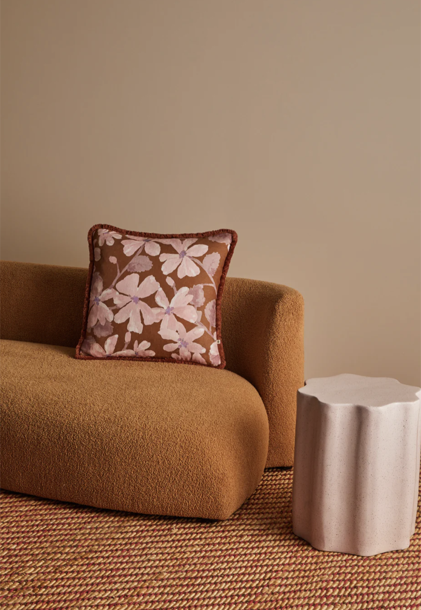 bonnie and neil - violet tan linen cushion