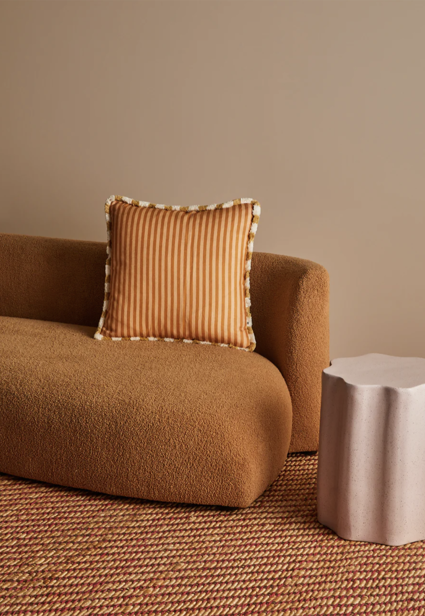bonnie and neil - pinstripe nutmeg linen cushion