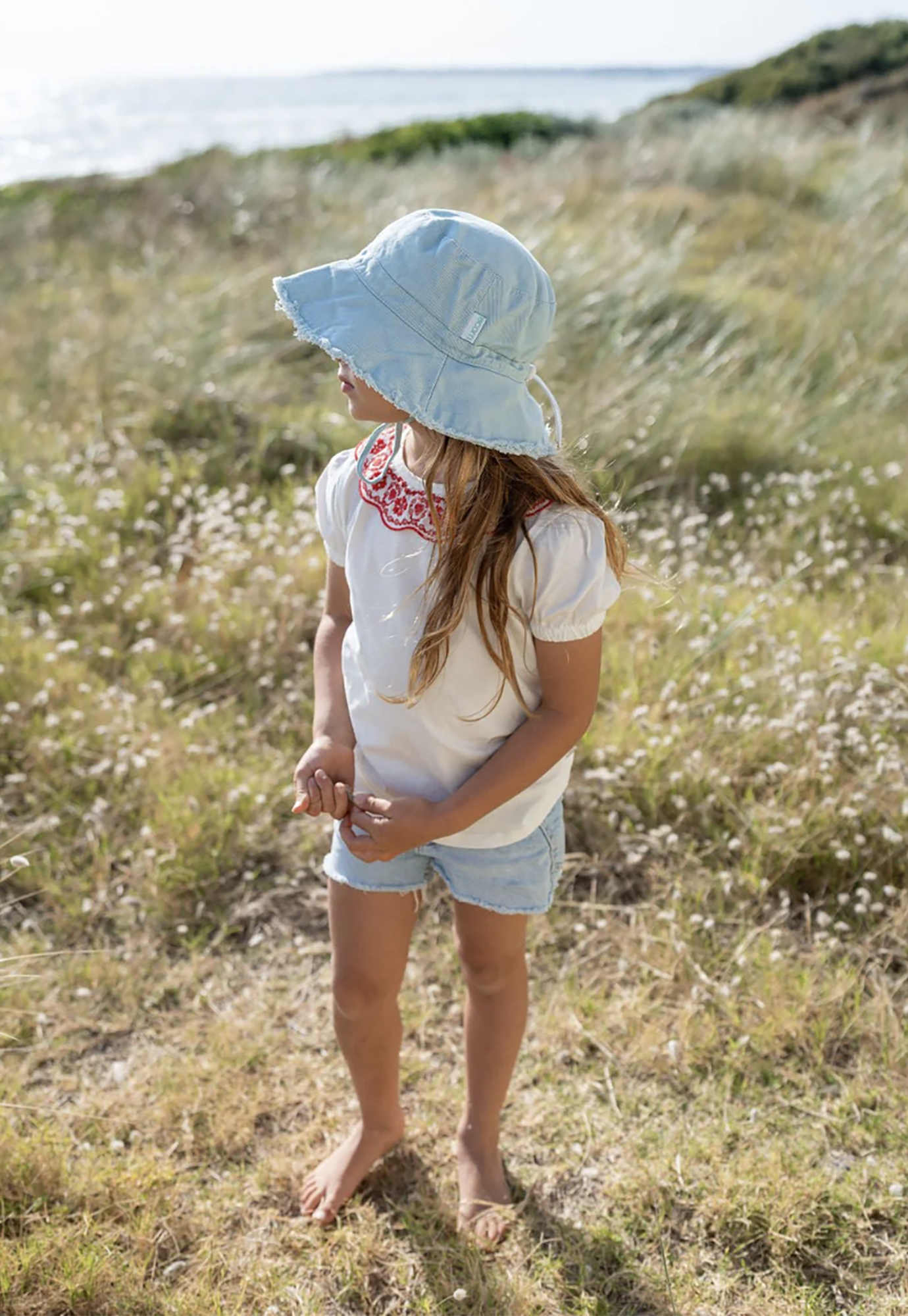 acorn kids - seafoam frayed bucket hat