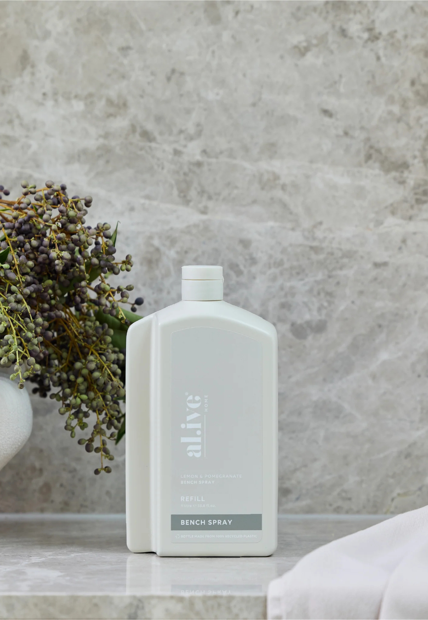 al.ive - kitchen bench spray refill - lemon & pomegranate