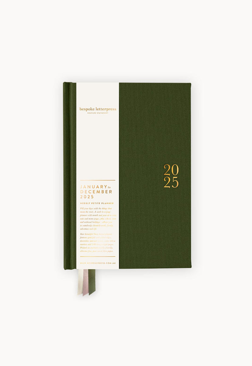bespoke letterpress 2025 petite planner hunter green GOOSE