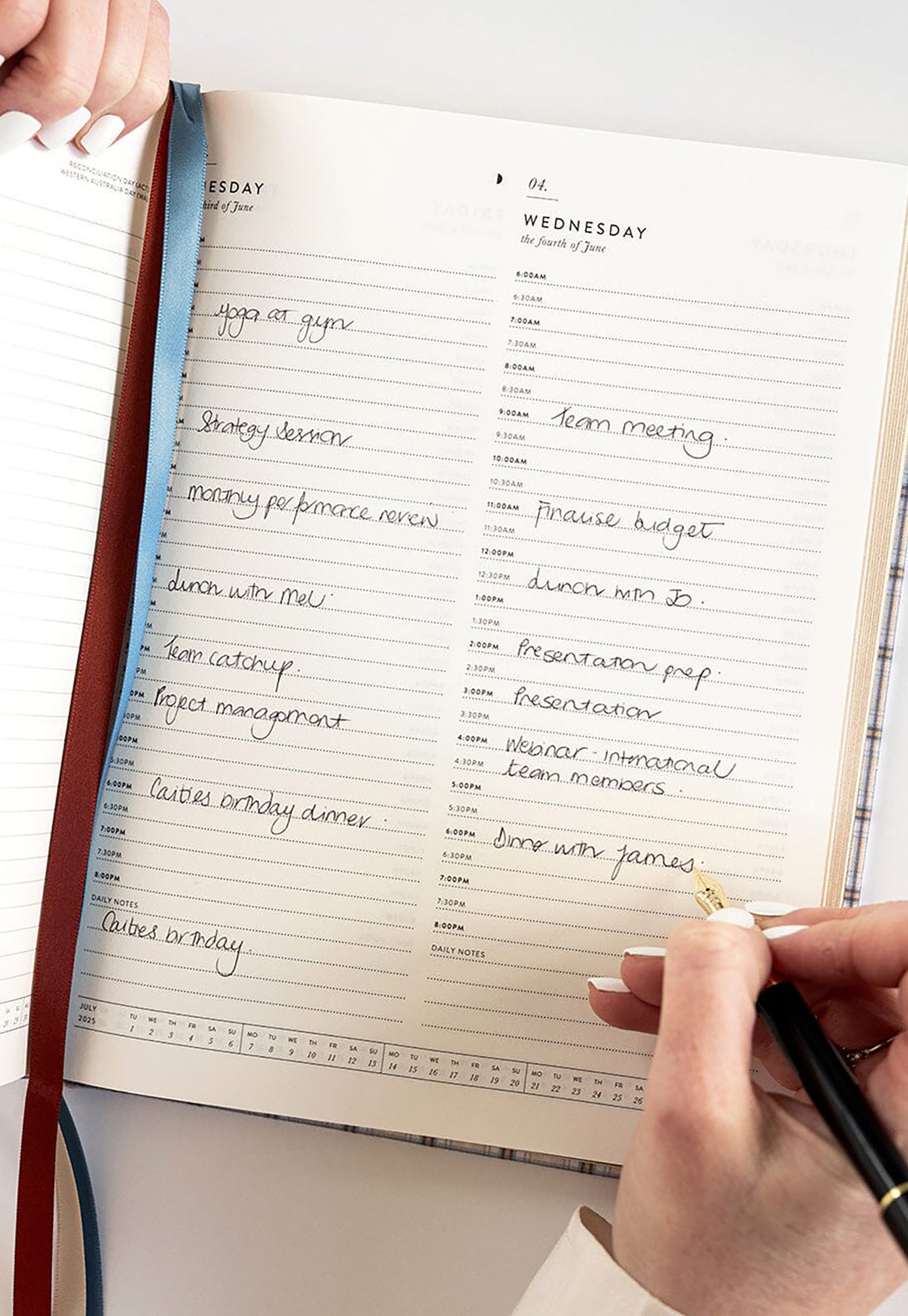 bespoke letterpress 2025 vertical planner blue plaid GOOSE