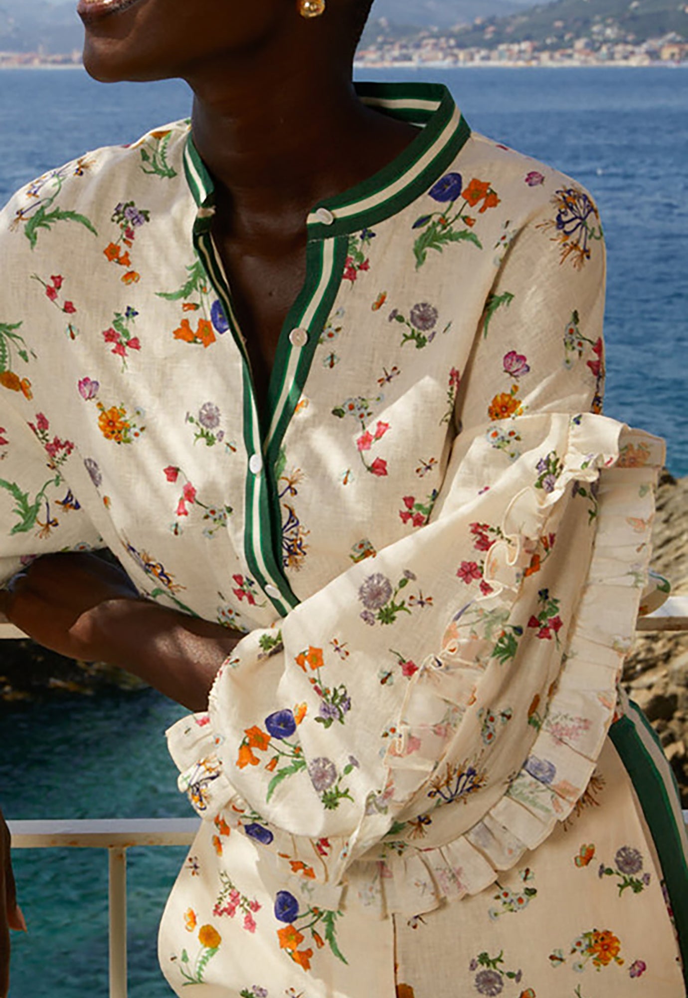 bohemian traders - bettina puff sleeve blouse - vintage ditsy