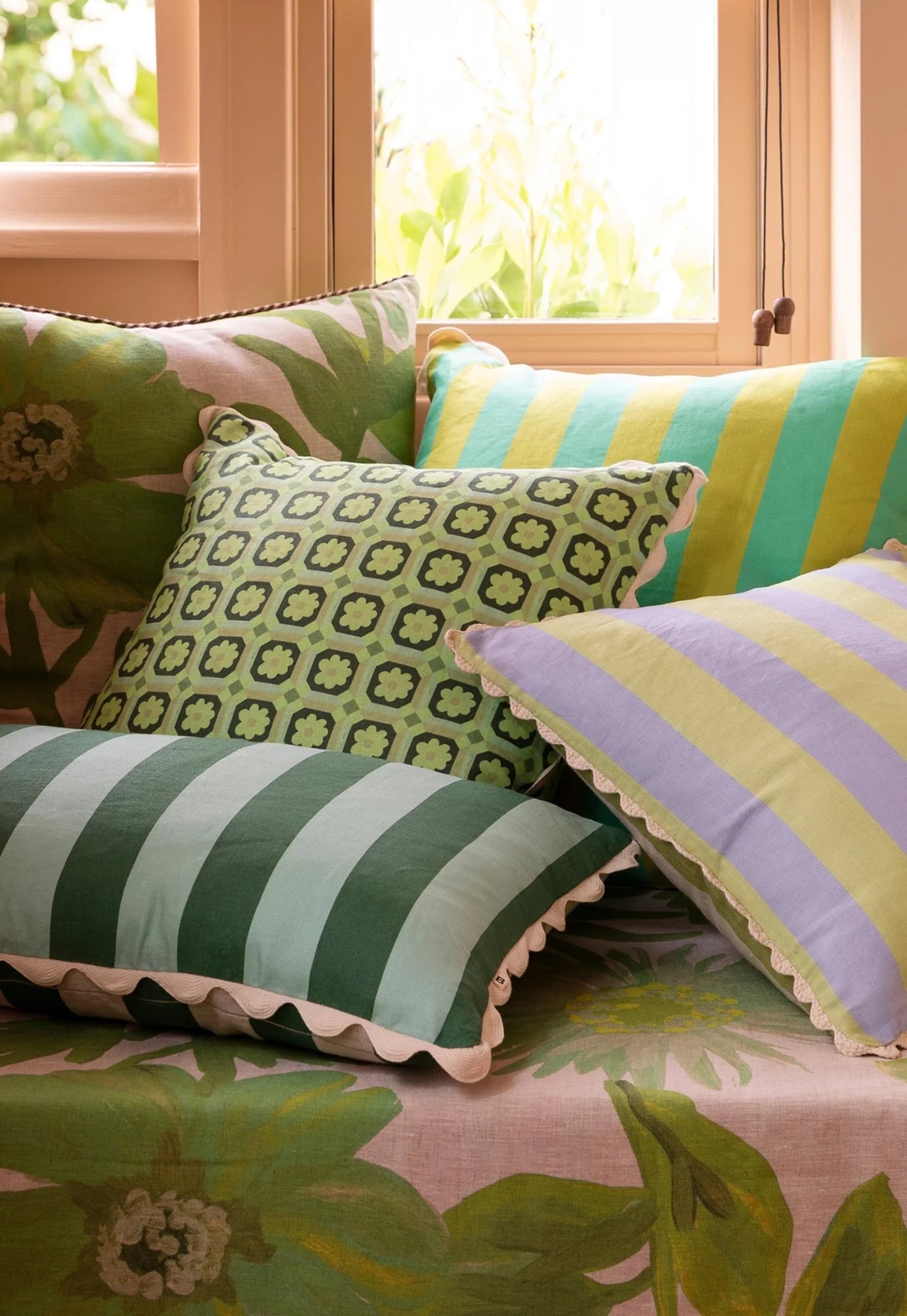 bonnie and neil - bold stripe verde cushion