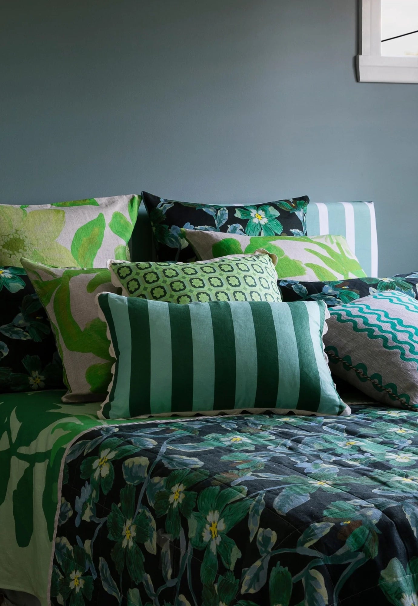 bonnie and neil - bold stripe verde cushion