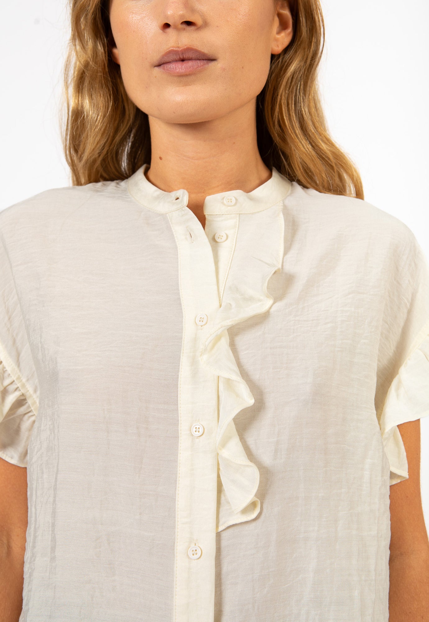 cc heart - hazel frill shirt - cream
