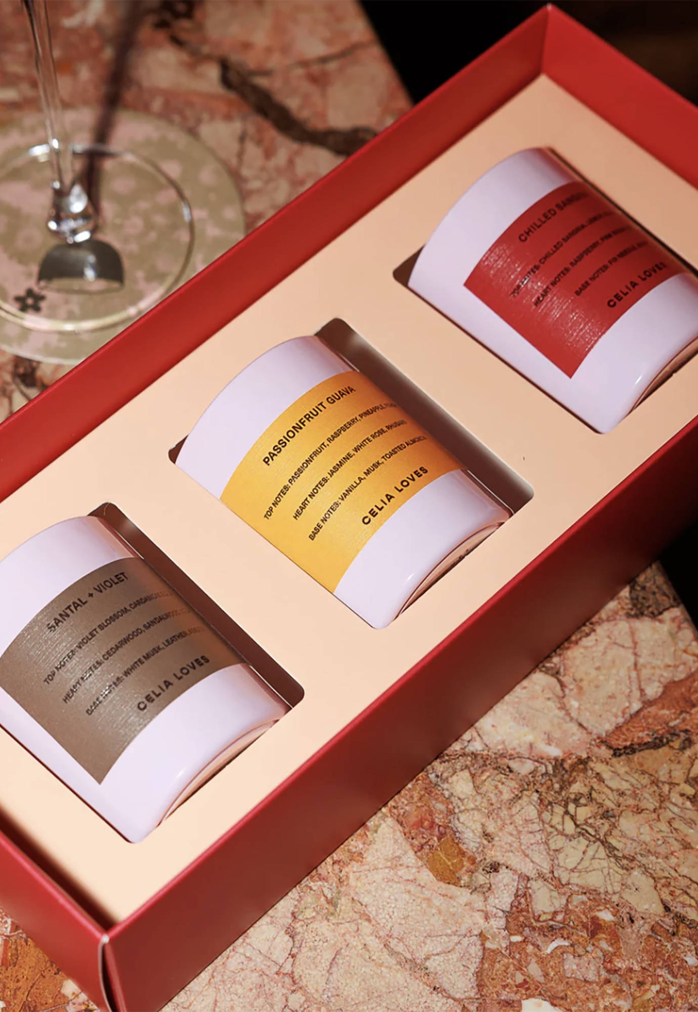 celia loves - trio candle set