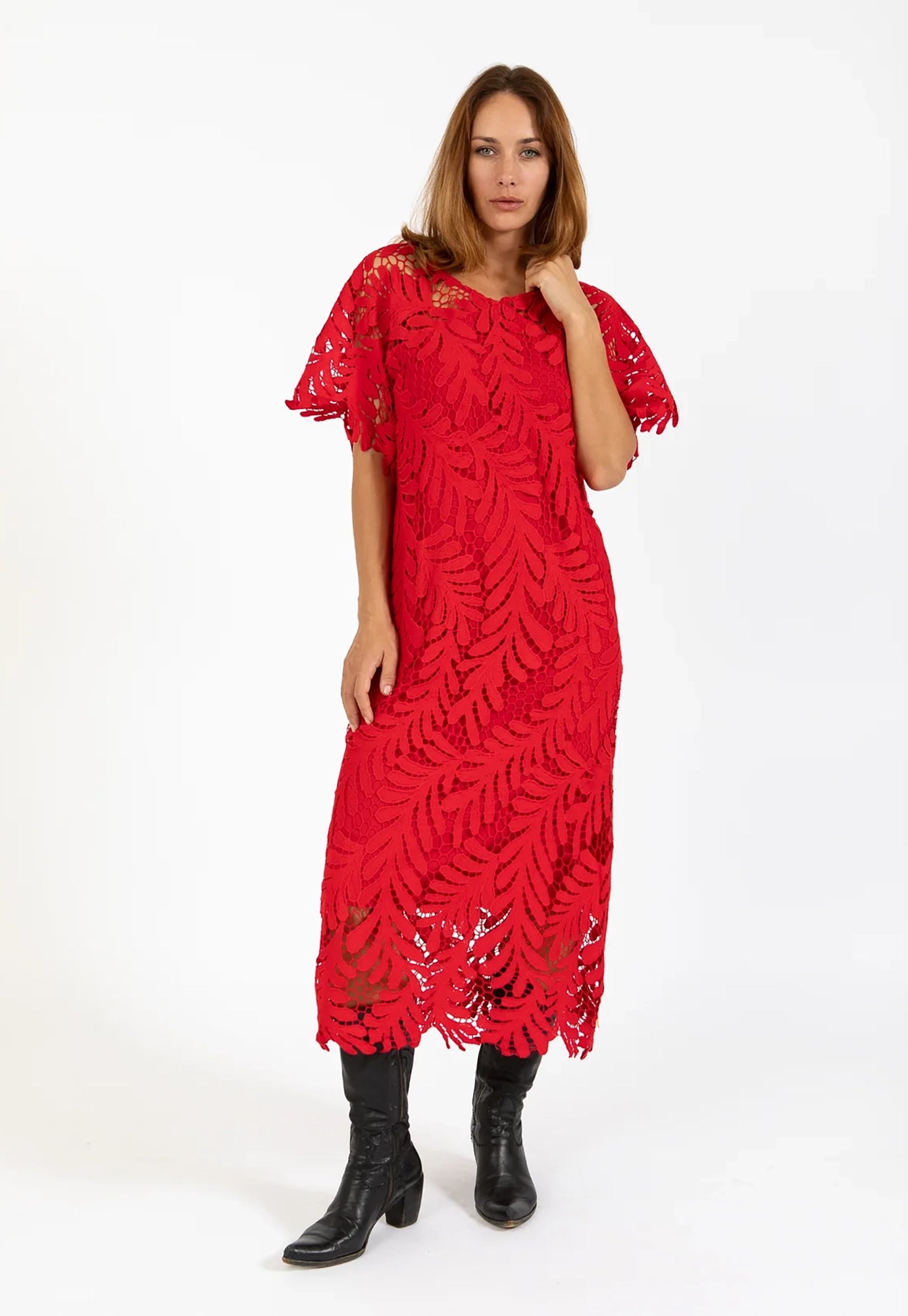 coster copenhagen - lace dress - scarlet red