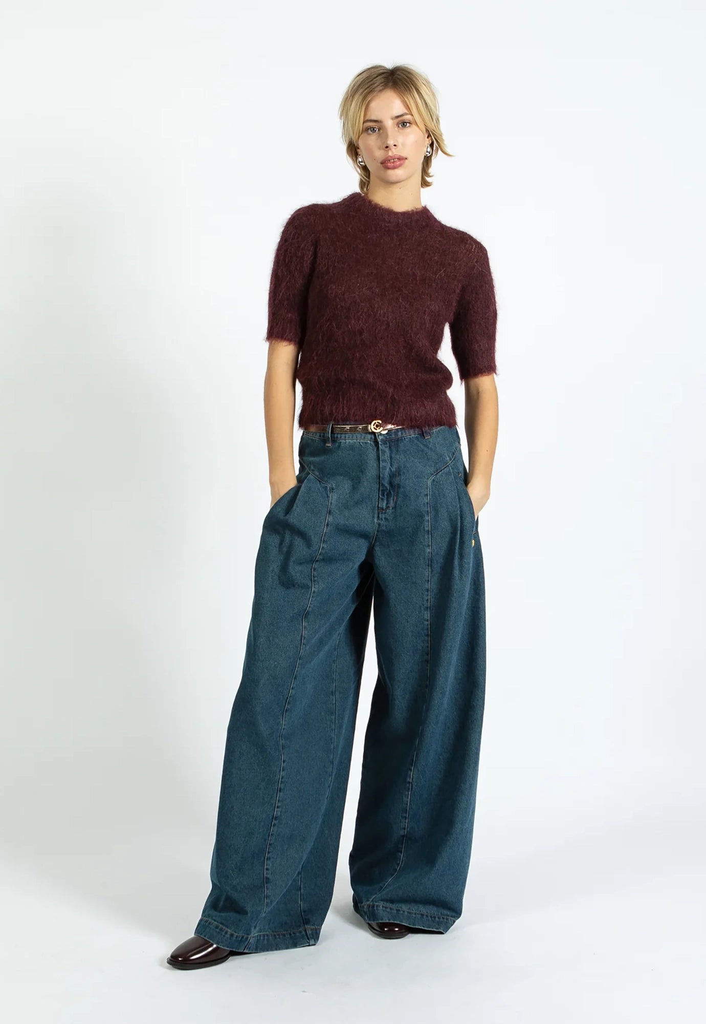 coster copenhagen - short sleeved alpaca knit - bordeaux