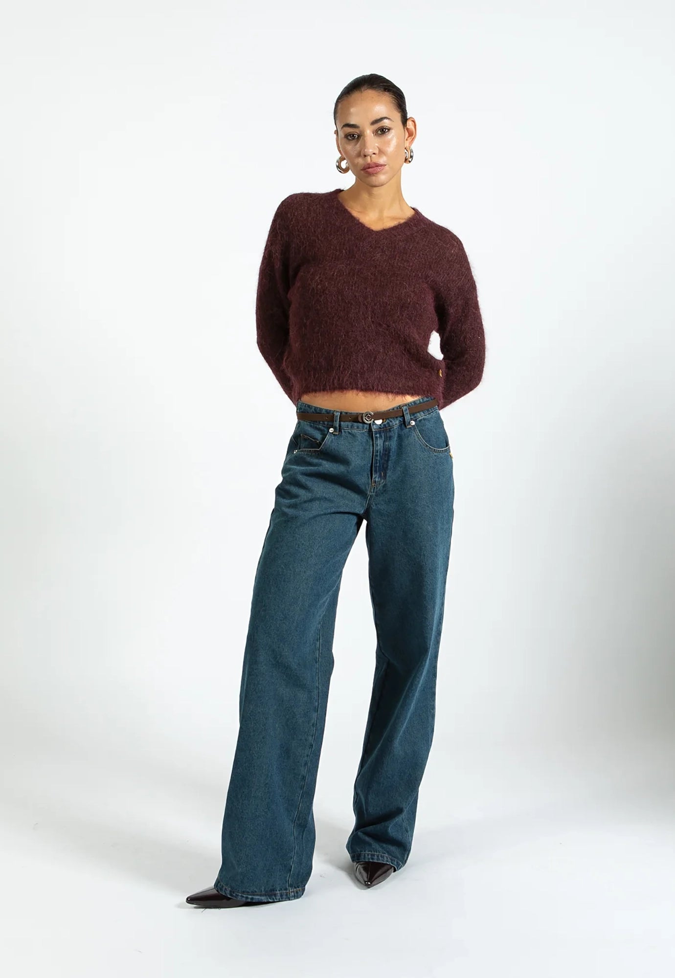 coster copenhagen - v neck alpaca knit - bordeaux