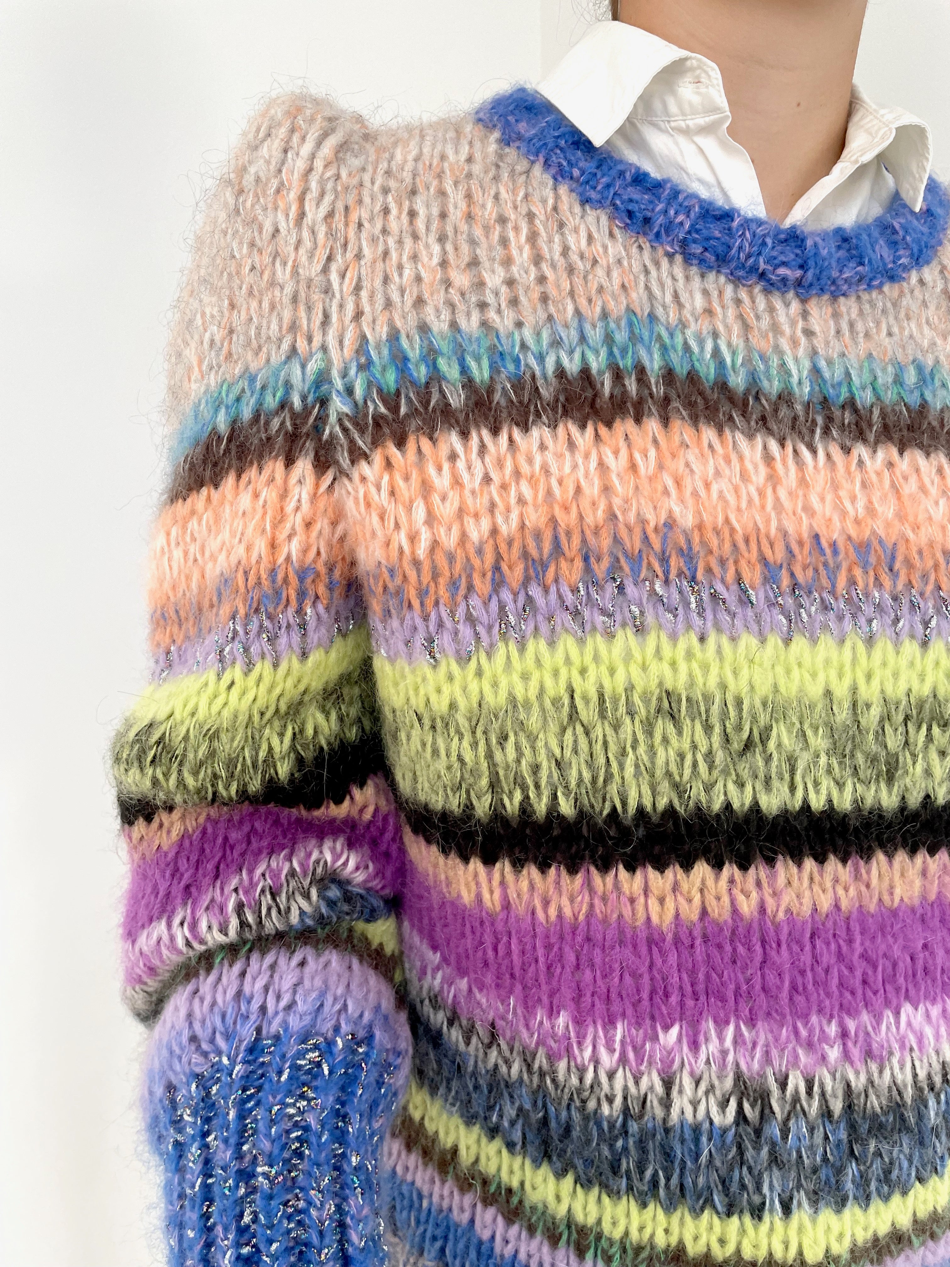 dawn x dare - fifi knit jumper - multi stripe - blue